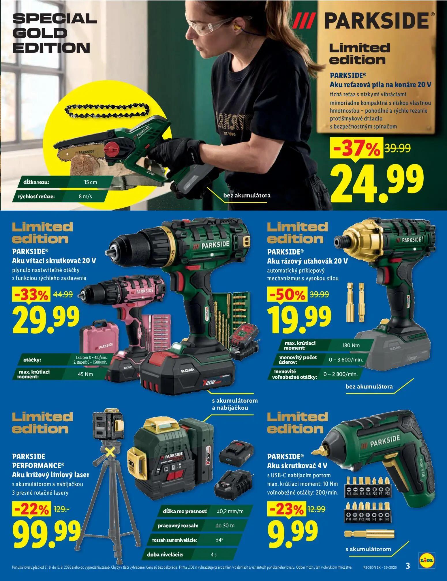 Lidl leták, strana 3 z 8 — PARKSIDE PERFORMANCE® Aku krížový líniový laser s akumulátorom a nabíjačkou 3 presné rotačné lase…