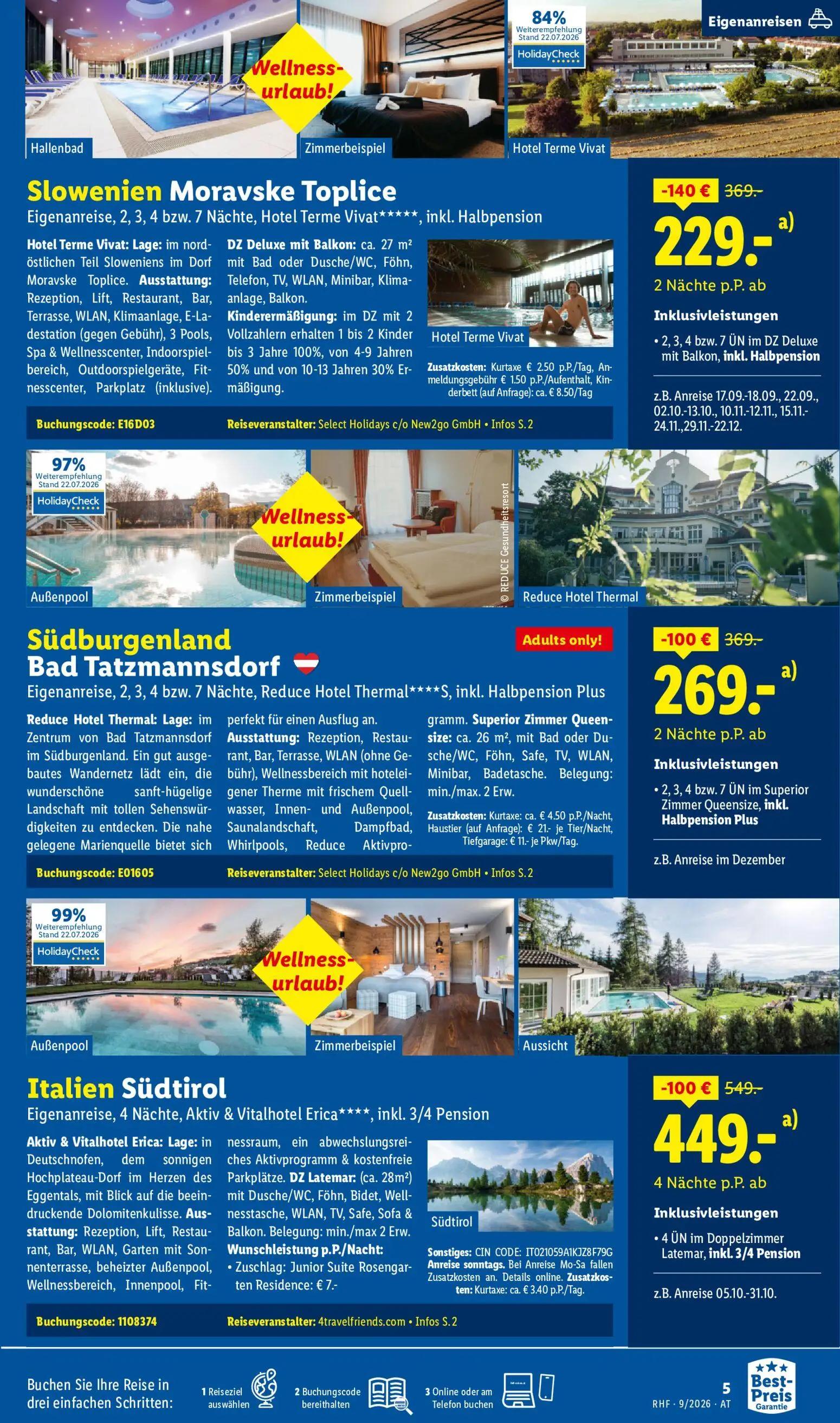 Lidl Prospekt, Seite 5 von 20 — Slowenien Moravske Toplice Eigenanreise, 2, 3, 4 bzw. 7 Nächte, Hotel Terme Vivat*****, inkl…