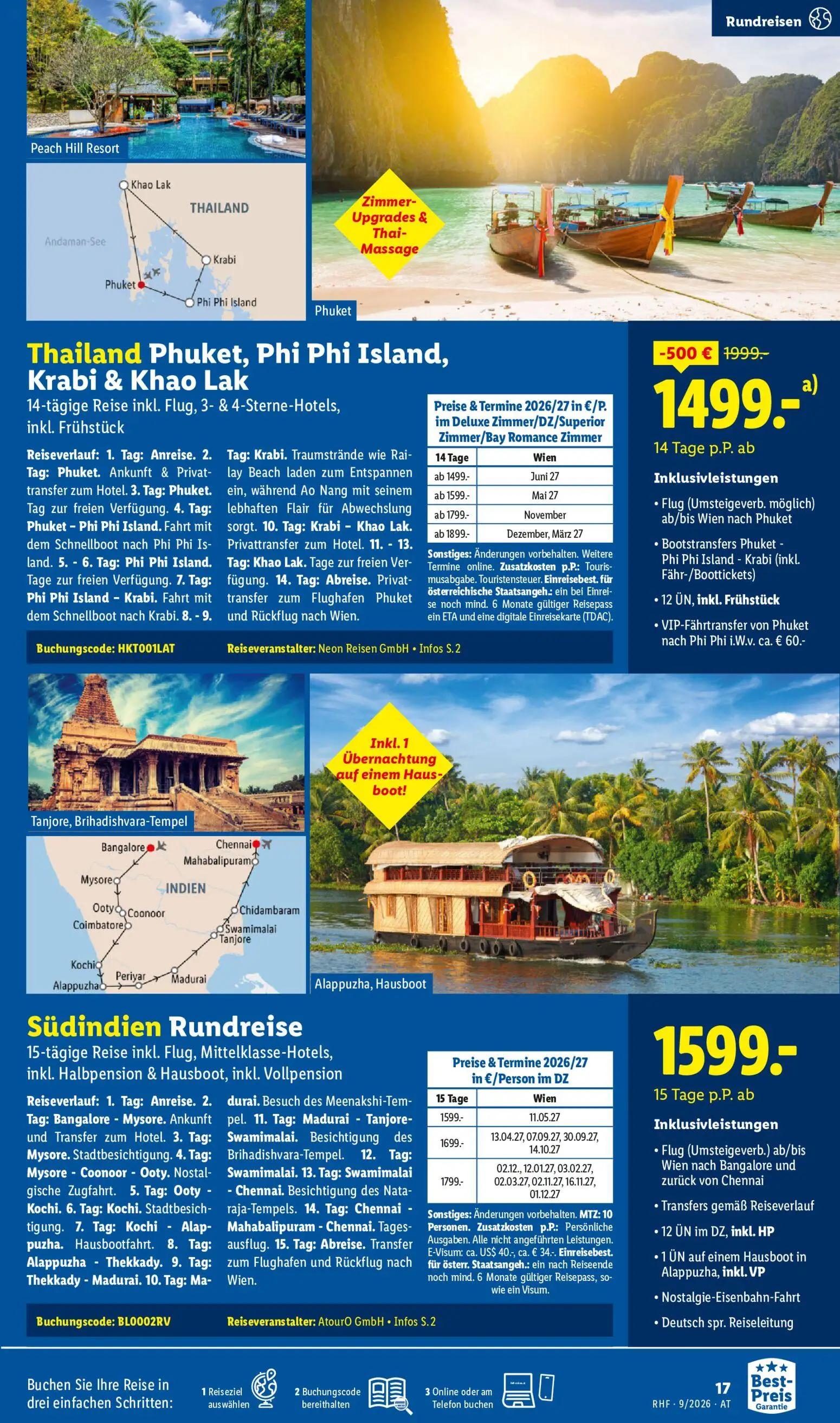 Lidl Prospekt, Seite 17 von 20 — Thailand Phuket, Phi Phi Island, Krabi & Khao Lak, Südindien Rundreise