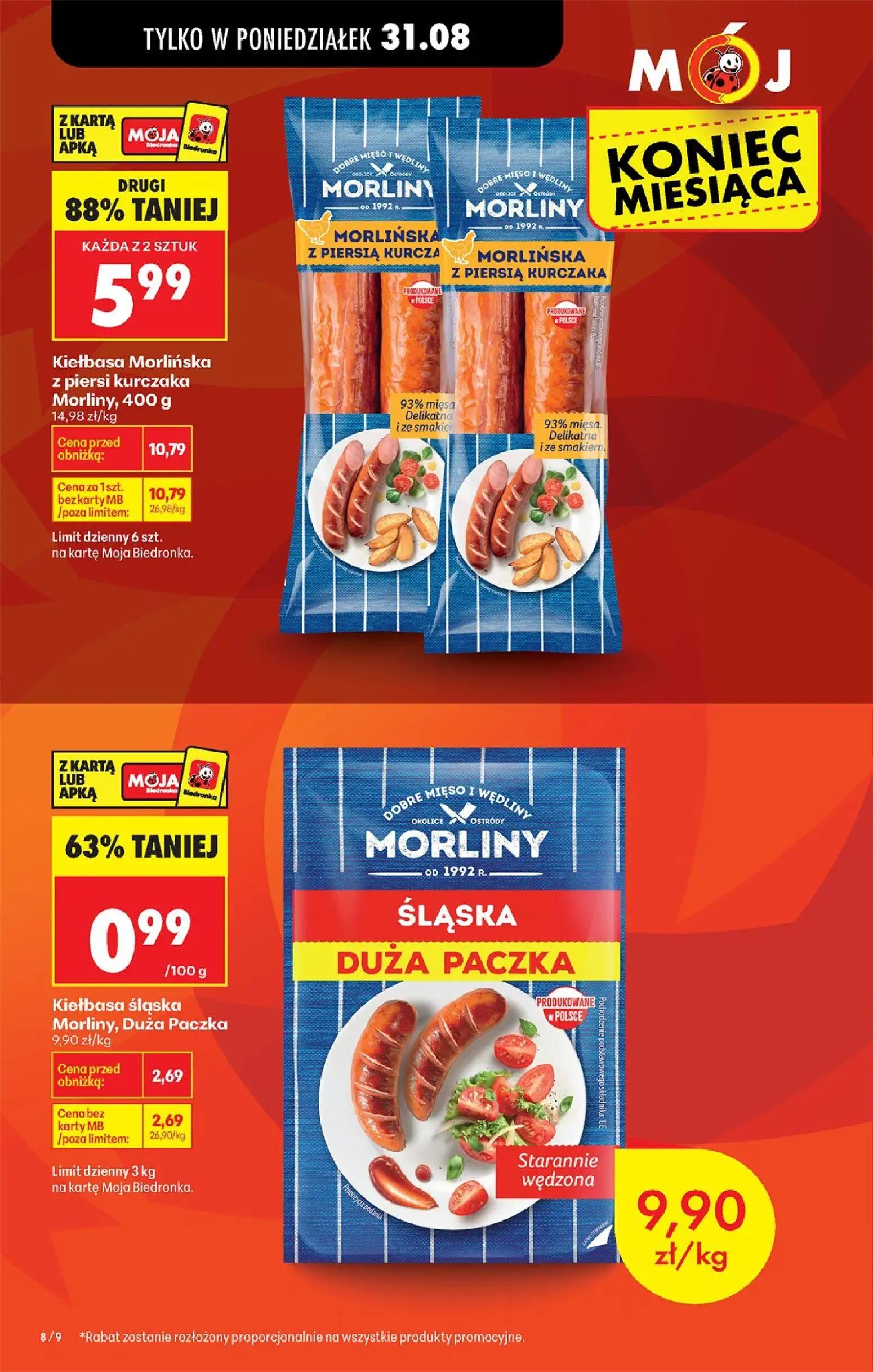 Biedronka gazetka, strona 10 z 113 — Kiełbasa Morlińska z piersi kurczaka Morliny, Kiełbasa śląska Morliny, Duża Paczka