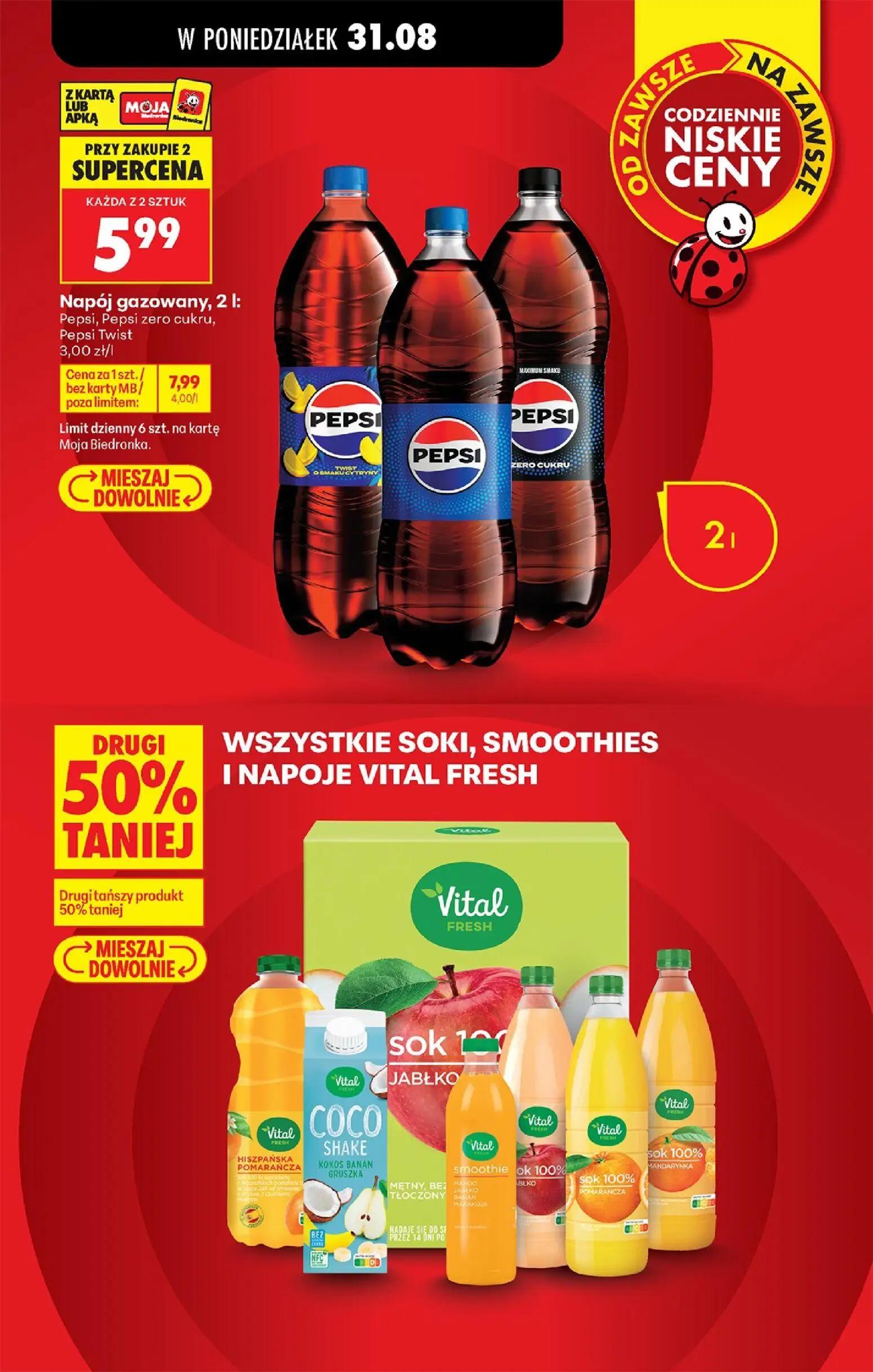 Biedronka gazetka, strona 35 z 113 — Napój gazowany, 2 l: Pepsi, Pepsi zero cukru, Pepsi Twist