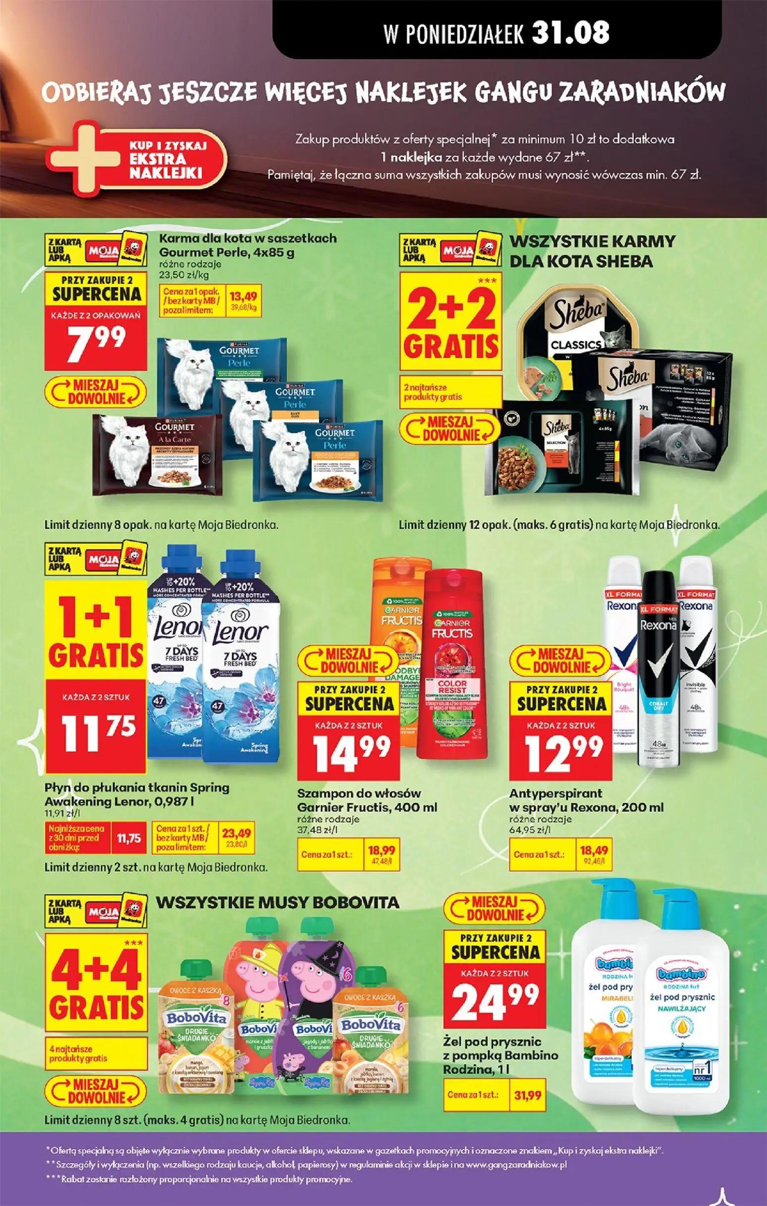 Biedronka gazetka, strona 49 z 113 — Karma dla kota w saszetkach Gourmet Perle, 4x85 g, Szampon do włosów Garnier Fructis, A…