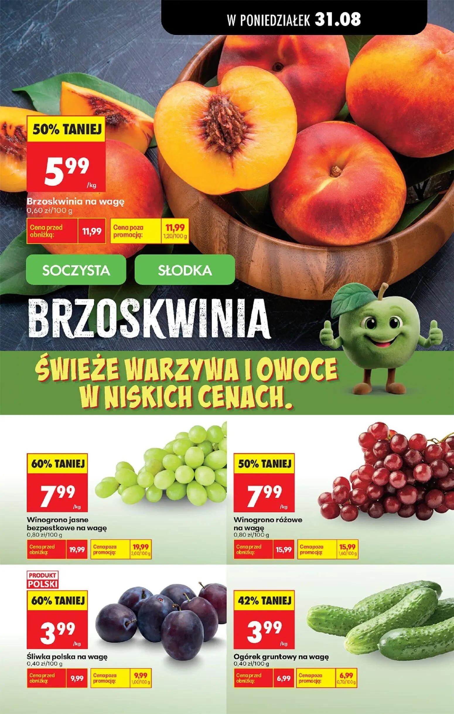 Biedronka gazetka, strona 55 z 113 — Winogrono jasne bezpestkowe na wagę, Winogrono różowe na wagę, Brzoskwinia na wagę