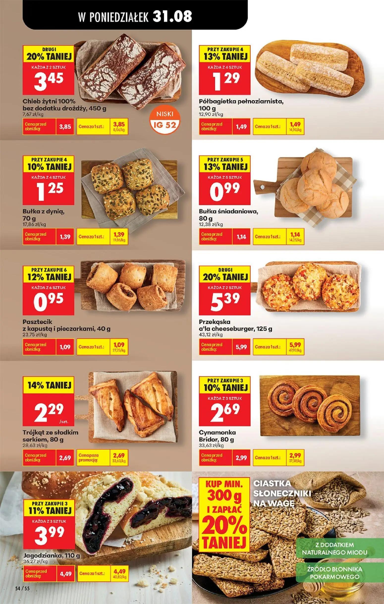 Biedronka gazetka, strona 62 z 113 — Chleb żytni 100% bez dodatku drożdży, Półbagietka pełnoziarnista, Bułka śniadaniowa