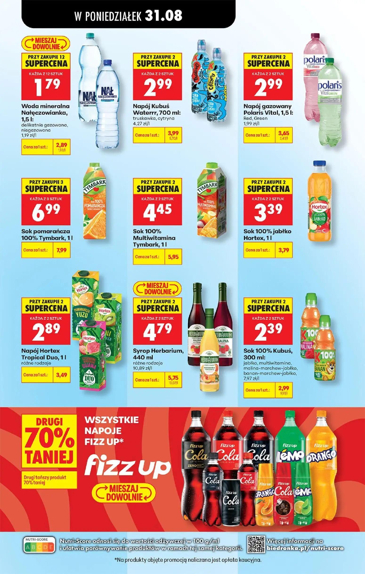 Biedronka gazetka, strona 91 z 113 — Sok 100% Multiwitamina Tymbark, 1l, Woda mineralna Nałęczowianka, 1,5 I: delikatnie gaz…