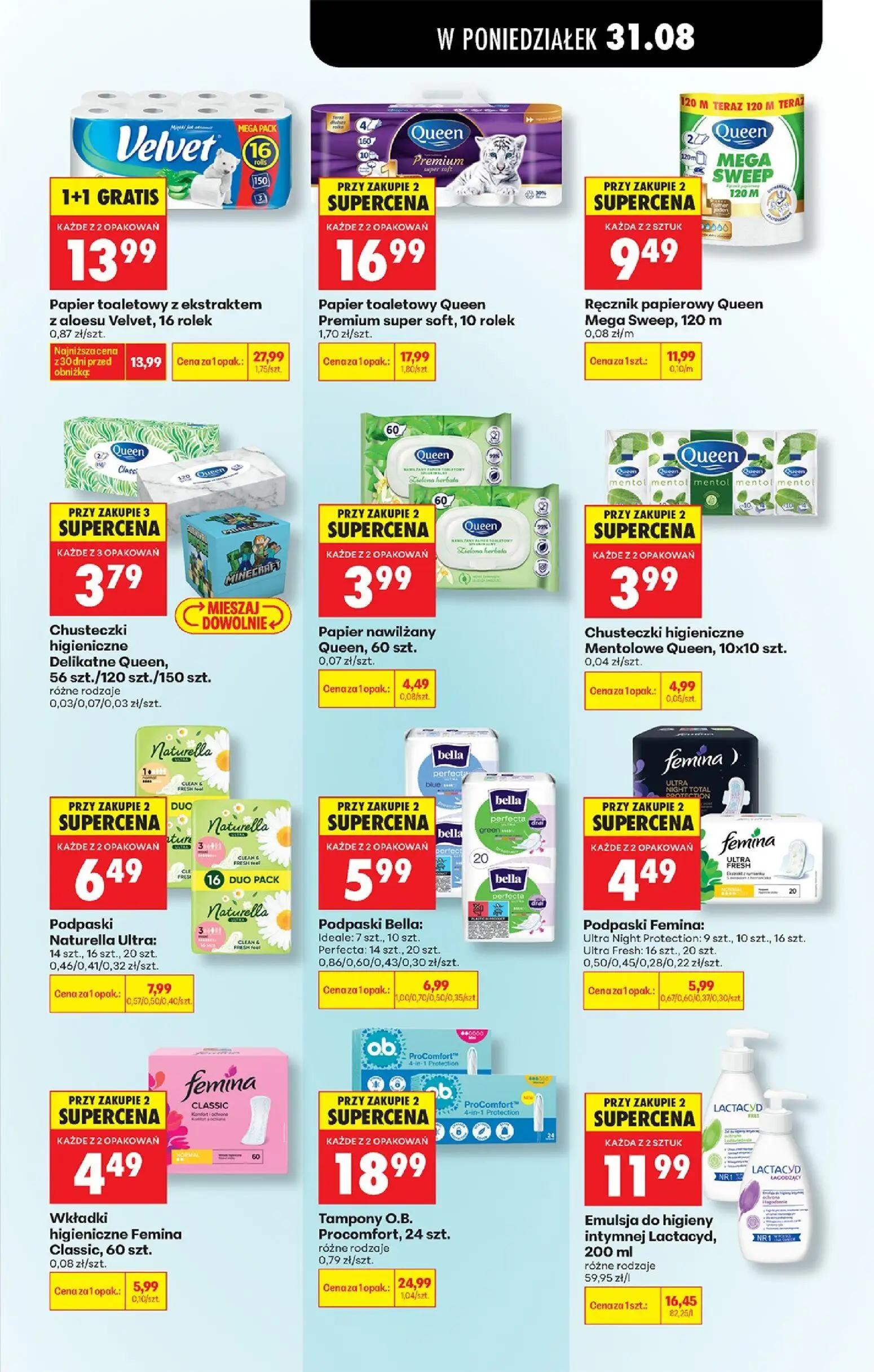 Biedronka gazetka, strona 99 z 113 — Papier toaletowy Velvet z ekstraktem z aloesu, 16 rolek, Ręcznik papierowy Queen Mega S…