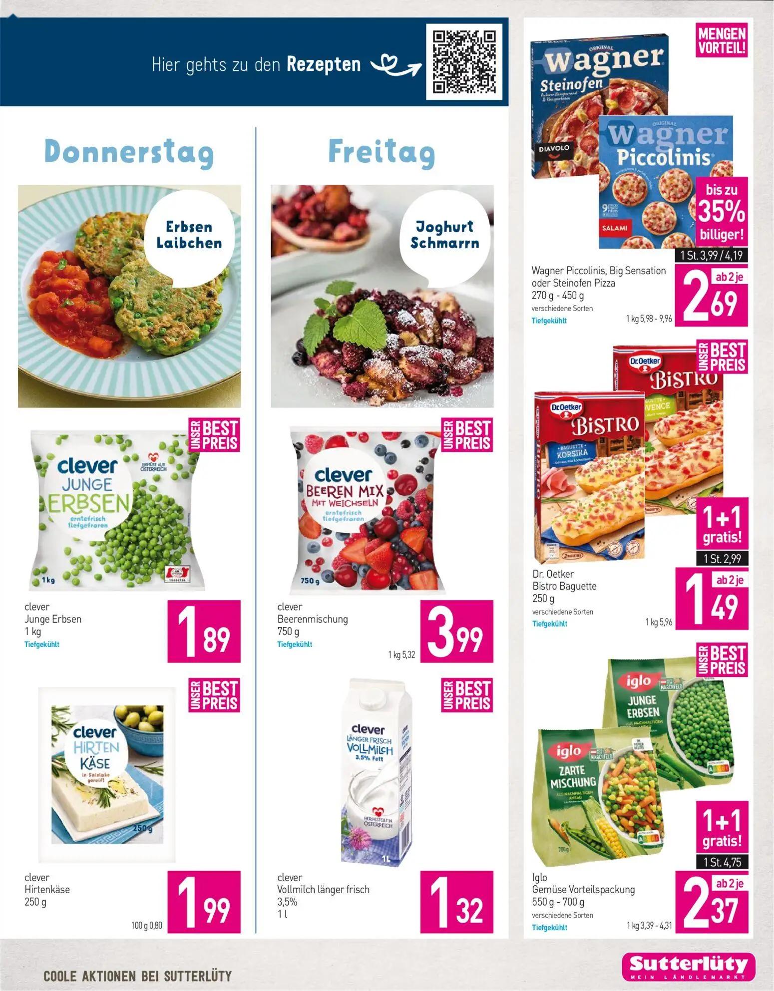 Sutterlüty Prospekt, Seite 5 von 8 — Wagner Piccolinis, Big Sensation oder Steinofen Pizza, clever Junge Erbsen, clever Beer…