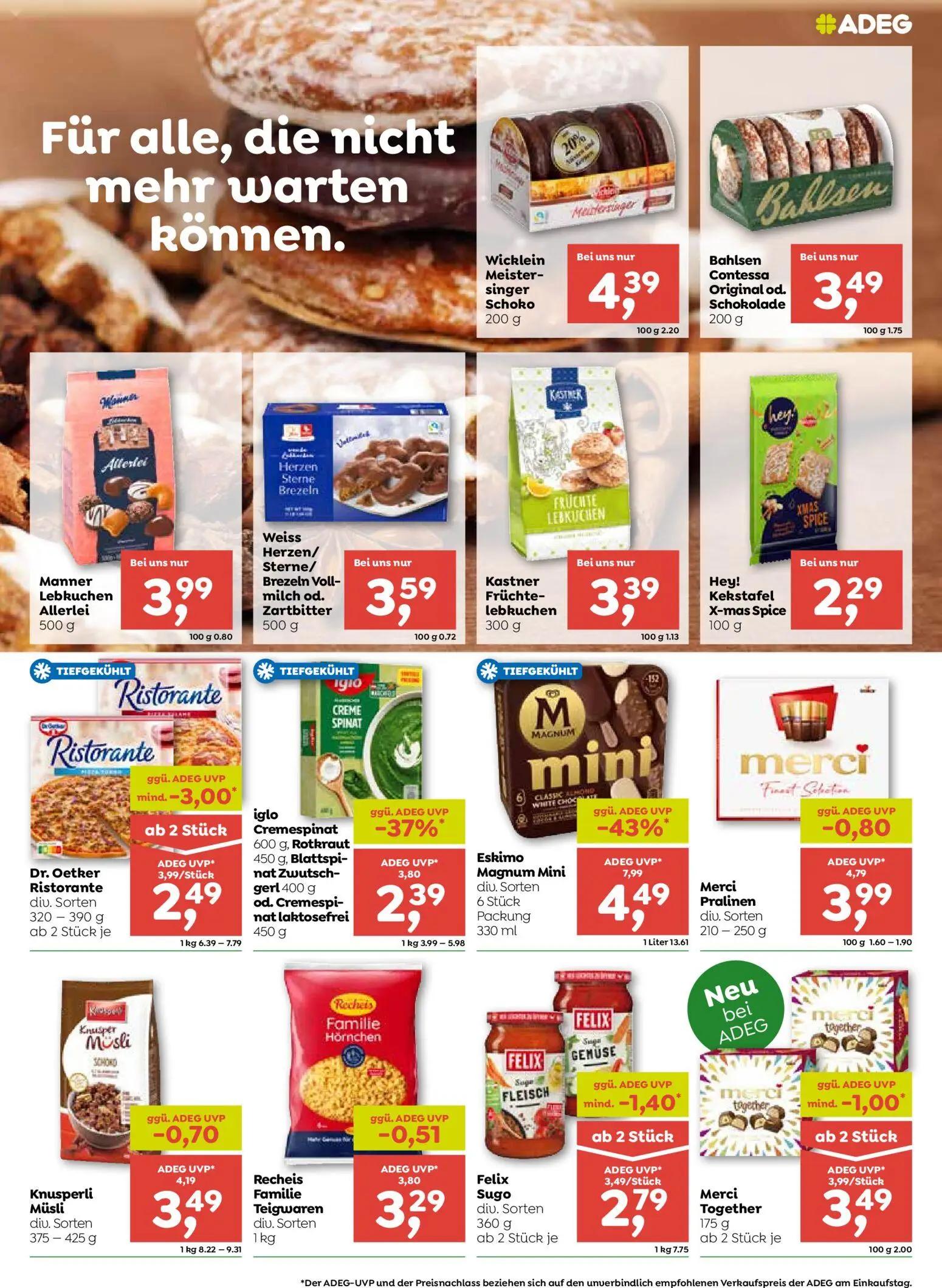 ADEG Prospekt, Seite 5 von 8 — Eskimo Magnum Mini div. Sorten 6 Stück Packung, Dr. Oetker Ristorante div. Sorten, iglo Creme…