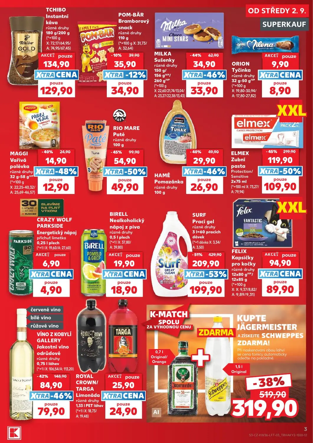 Kaufland leták, strana 3 z 54 — MILKA Sušenky, ROYAL CROWN/TARGA Limonáda