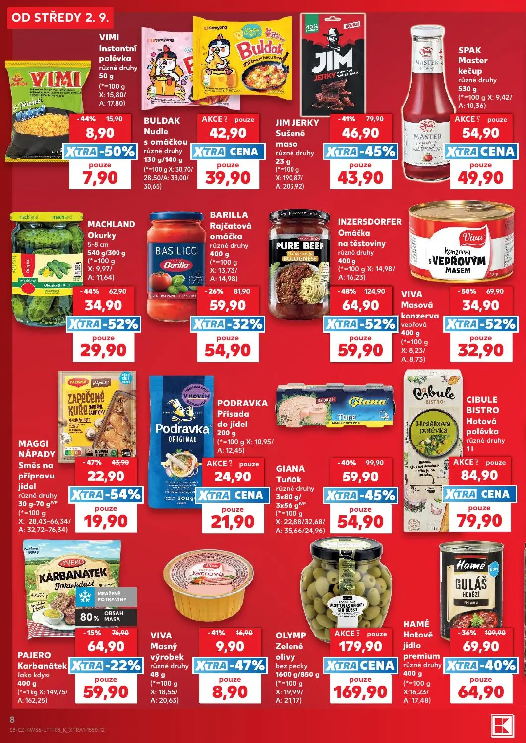 Kaufland leták, strana 8 z 54 — BARILLA Rajčatová omáčka, SPAK Master kečup