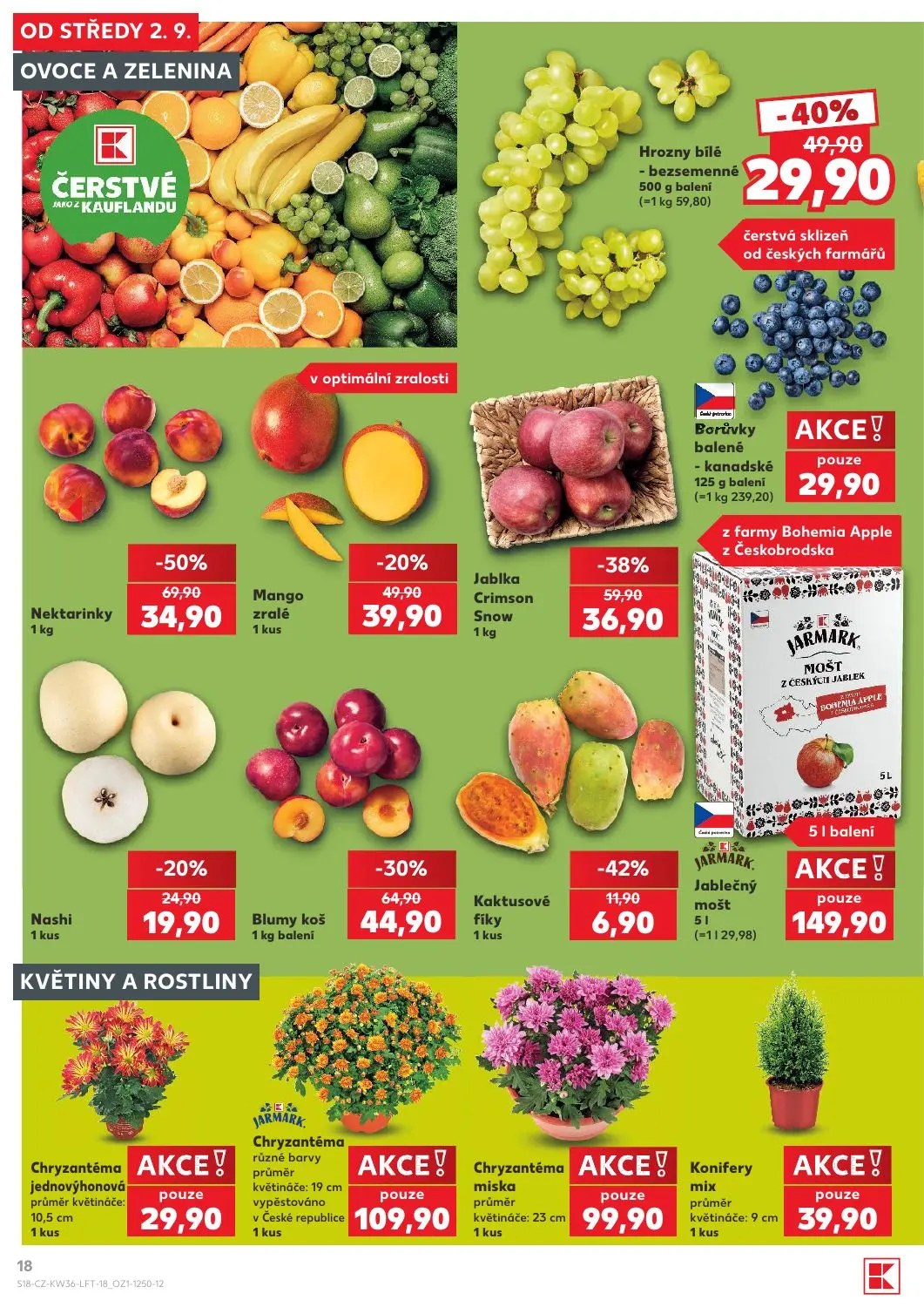 Kaufland leták, strana 18 z 54 — Mango zralé, Nashi, Kaktusové fíky