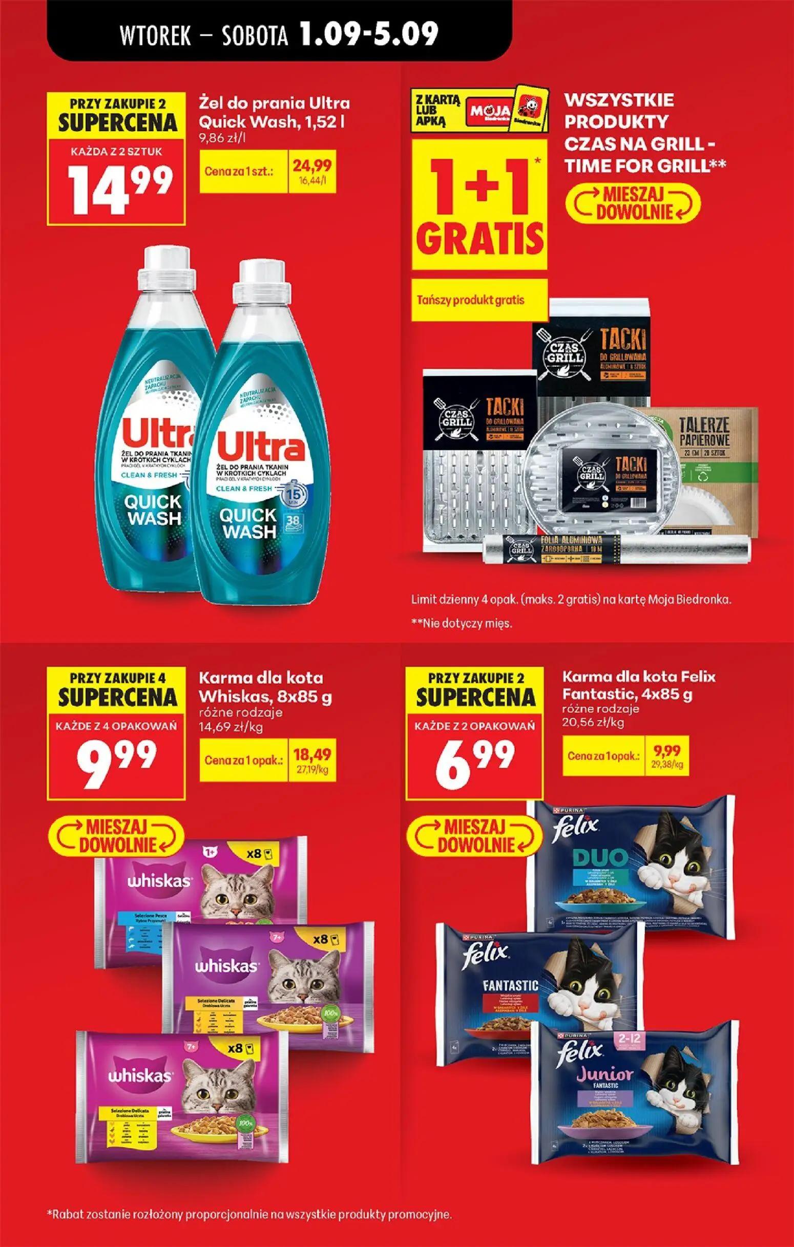 Biedronka gazetka, strona 17 z 89 — Żel do prania Ultra Quick Wash, Karma dla kota Whiskas, Karma dla kota Felix Fantastic