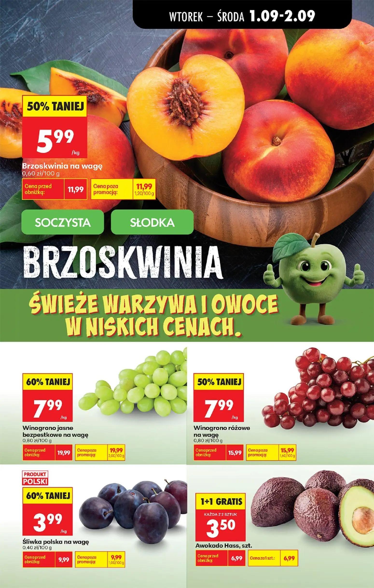 Biedronka gazetka, strona 31 z 89 — Winogrono jasne bezpestkowe na wagę, Winogrono różowe na wagę, Brzoskwinia na wagę