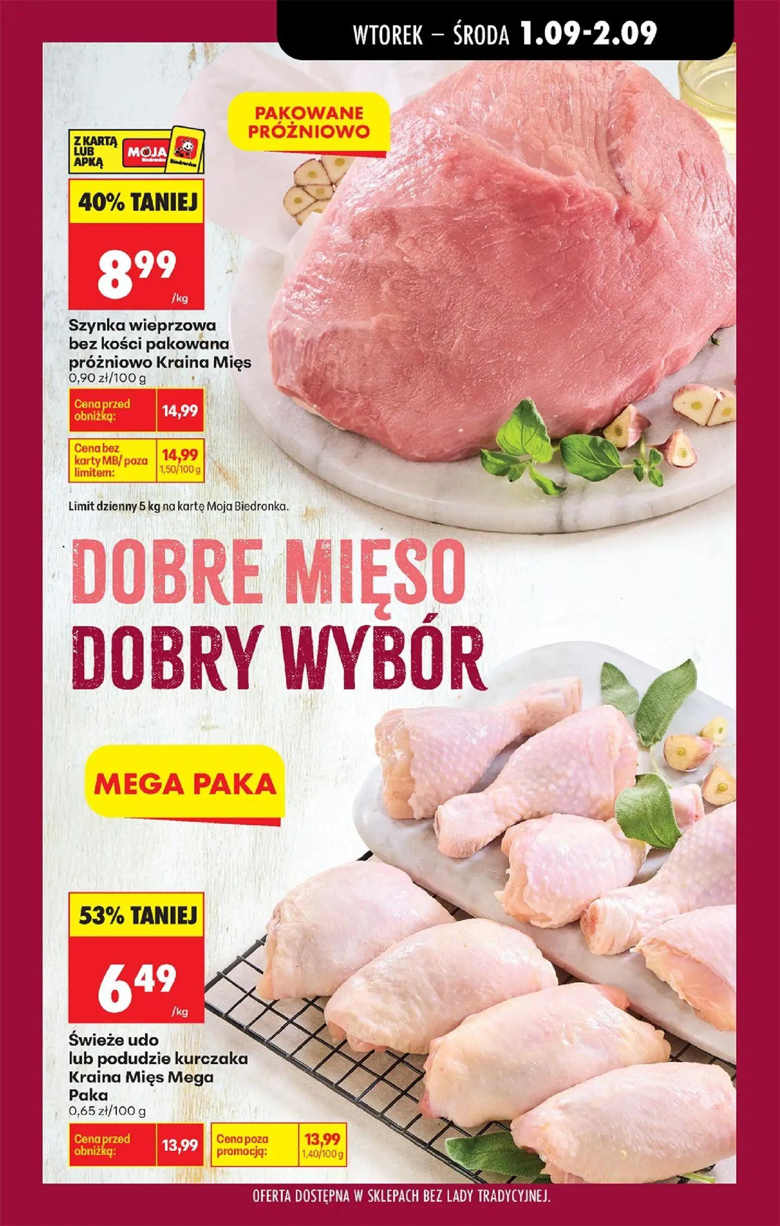 Biedronka gazetka, strona 37 z 89 — Świeże udo lub podudzie kurczaka Kraina Mięs Mega Paka, Szynka wieprzowa bez kości pakow…