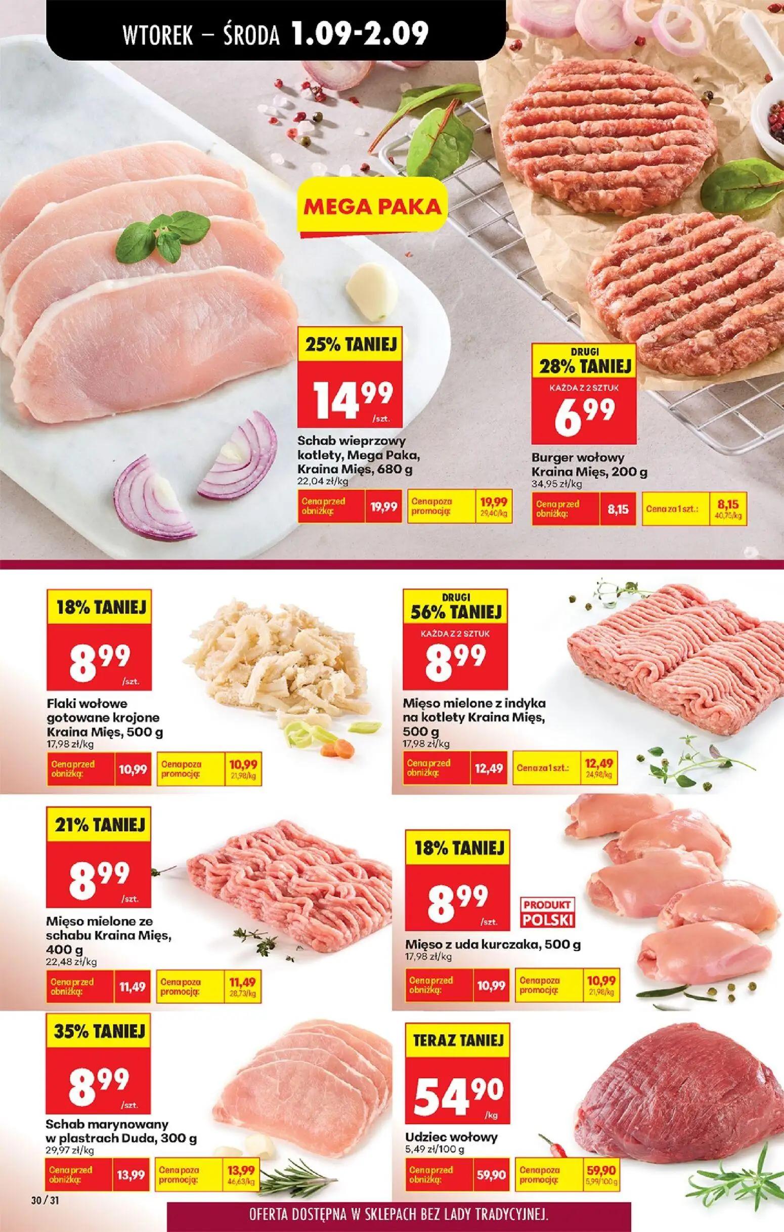 Biedronka gazetka, strona 38 z 89 — Schab wieprzowy kotlety, Mega Paka, Kraina Mięs, 680 g, Schab marynowany w plastrach Dud…