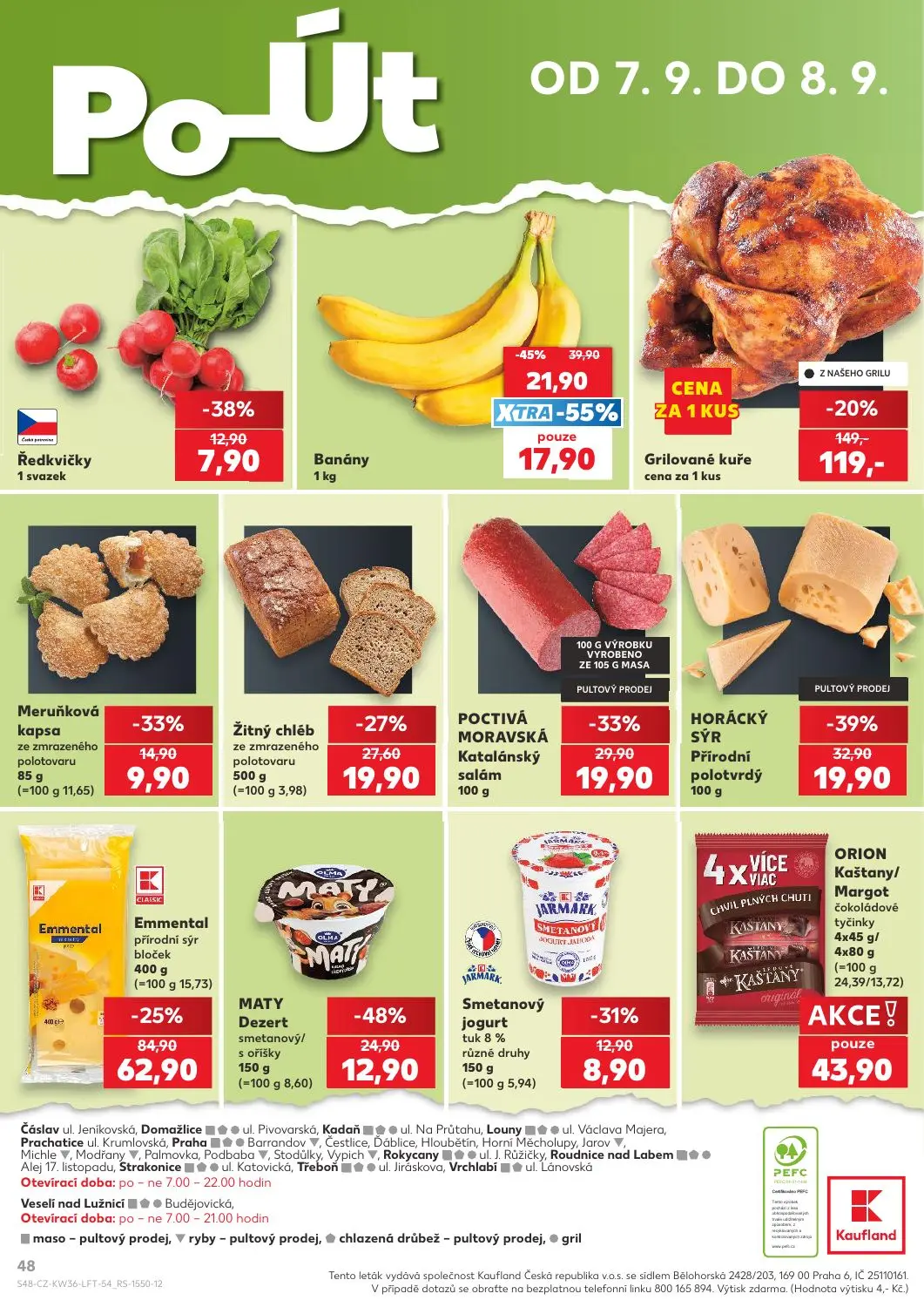 Kaufland leták, strana 48 z 54 — ORION Kaštany/Margot čokoládové tyčinky