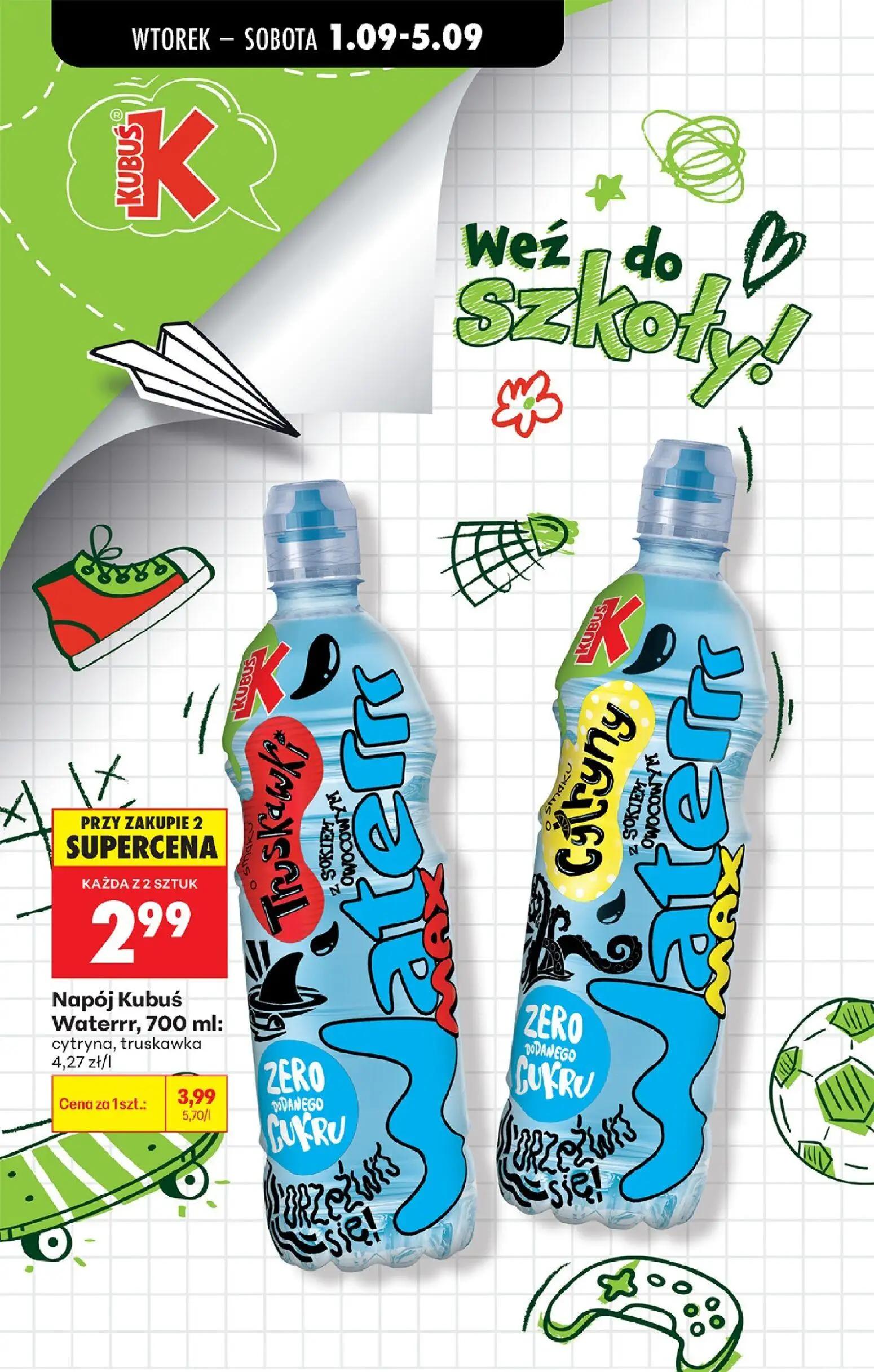 Biedronka gazetka, strona 69 z 89 — Napój Kubuś Waterrr, 700 ml: cytryna, truskawka
