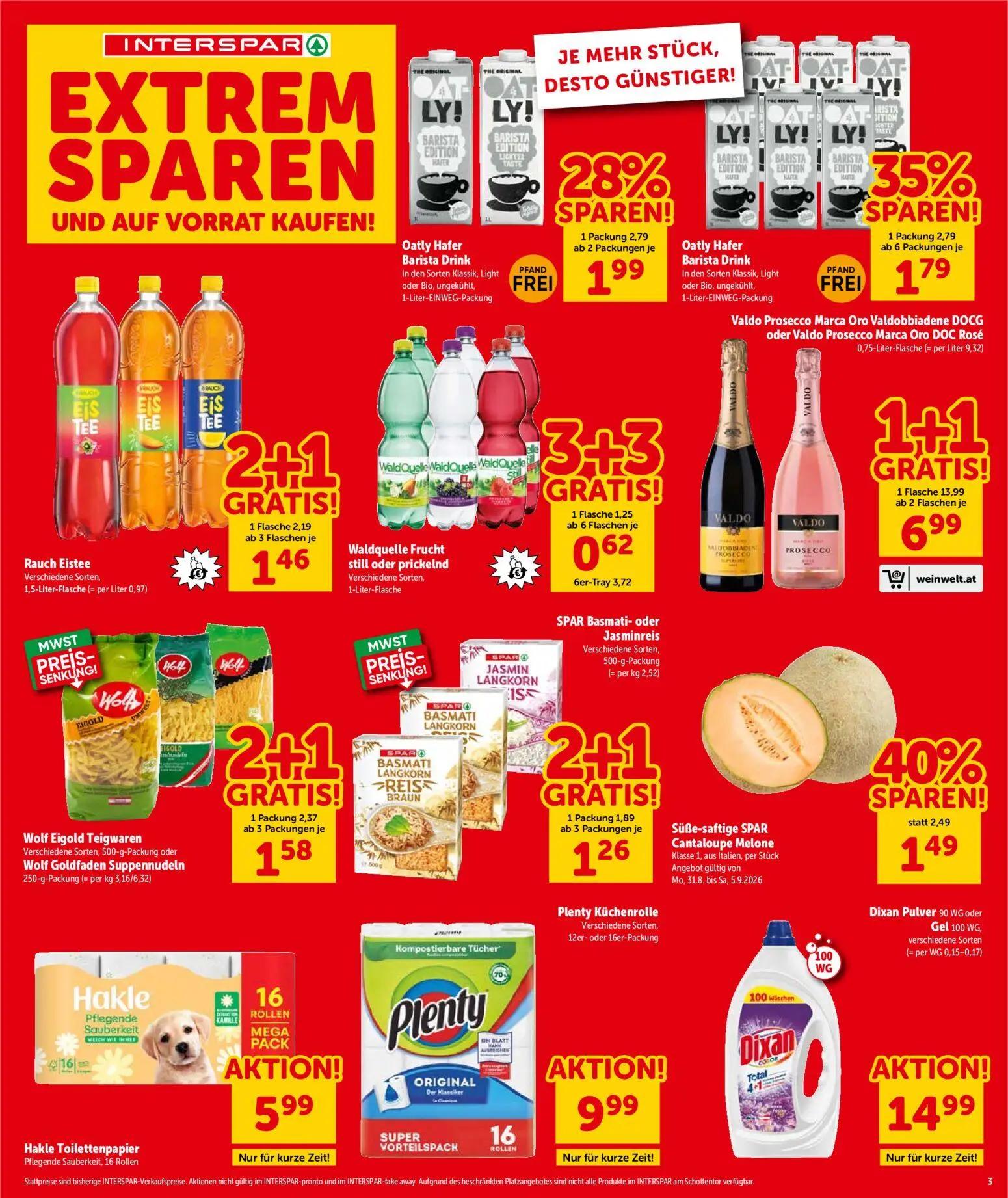 Interspar Prospekt, Seite 3 von 17 — Oatly Hafer Barista Drink, Süße-saftige SPAR Cantaloupe Melone, Oatly Hafer Barista Dri…