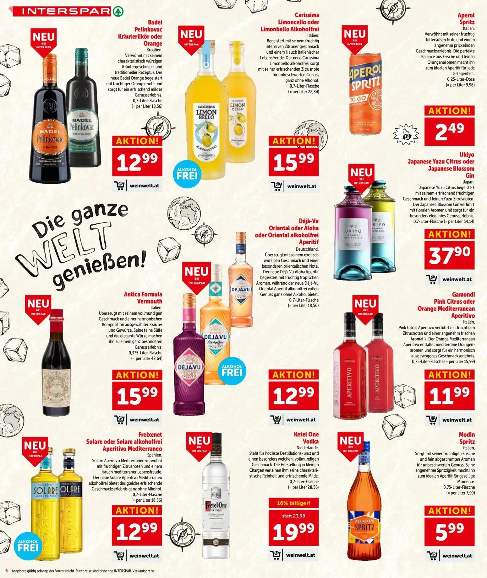 Interspar Prospekt, Seite 7 von 17 — Ketel One Vodka, Badel Pelinkovac Kräuterlikör oder Orange, Carissima Limoncello oder L…
