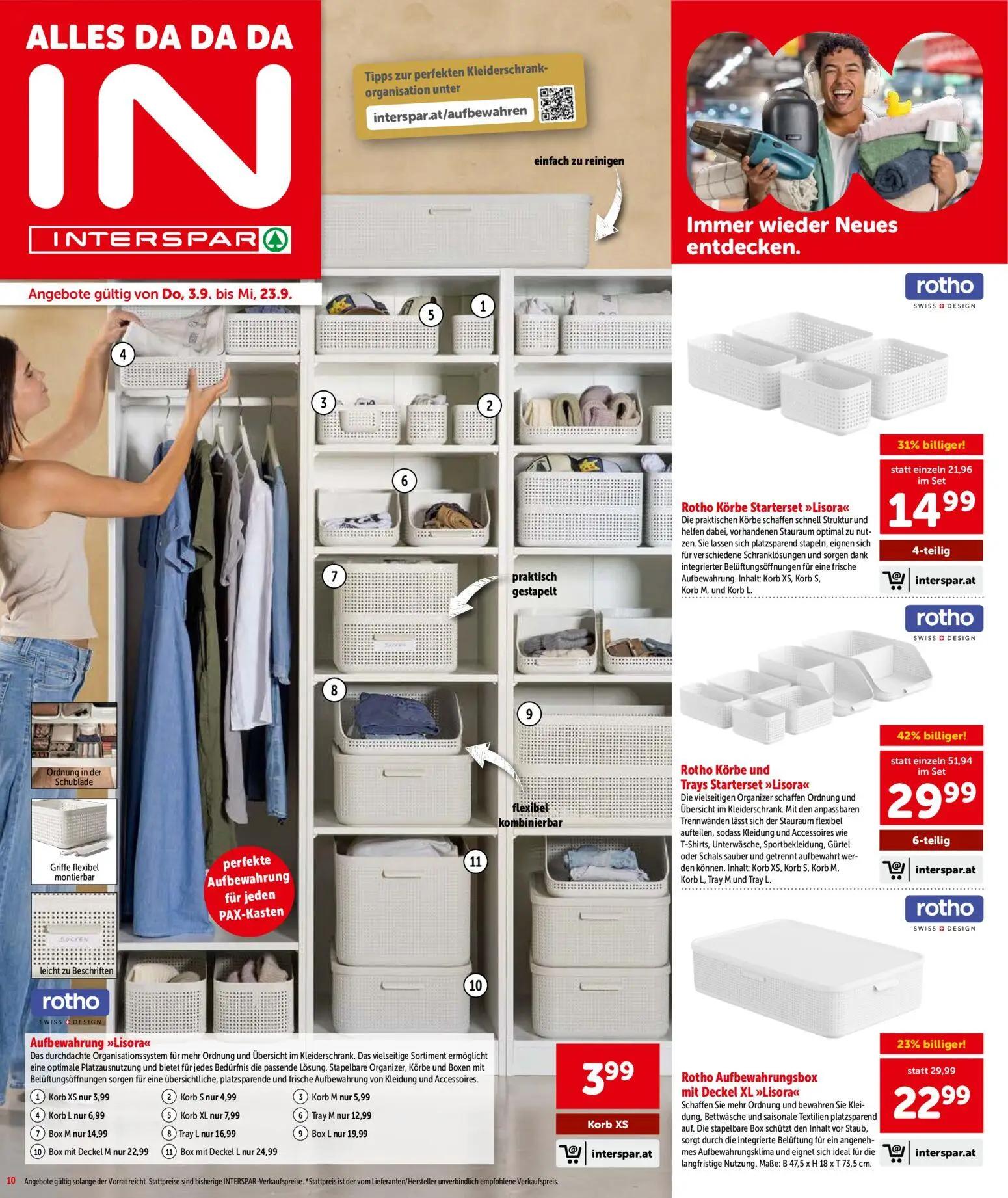 Interspar Prospekt, Seite 11 von 17 — Rotho Körbe und Trays Starterset »Lisora«, Rotho Aufbewahrungsbox mit Deckel XL »Lisor…