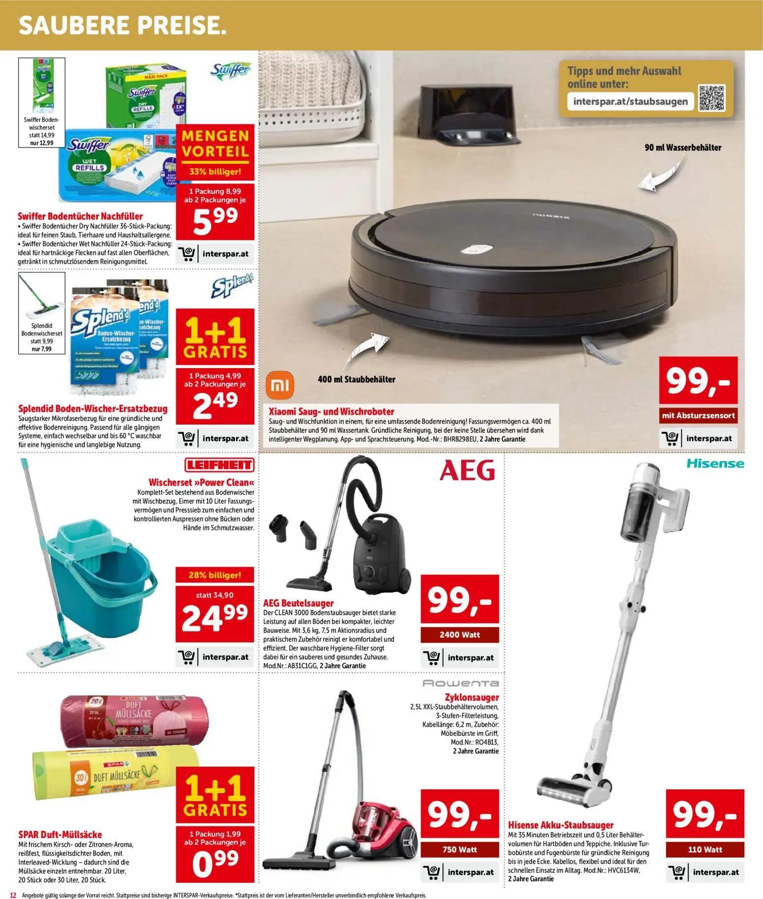 Interspar Prospekt, Seite 13 von 17 — Wischerset "Power Clean", Swiffer Bodentücher Nachfüller, Splendid Boden-Wischer-Ersat…