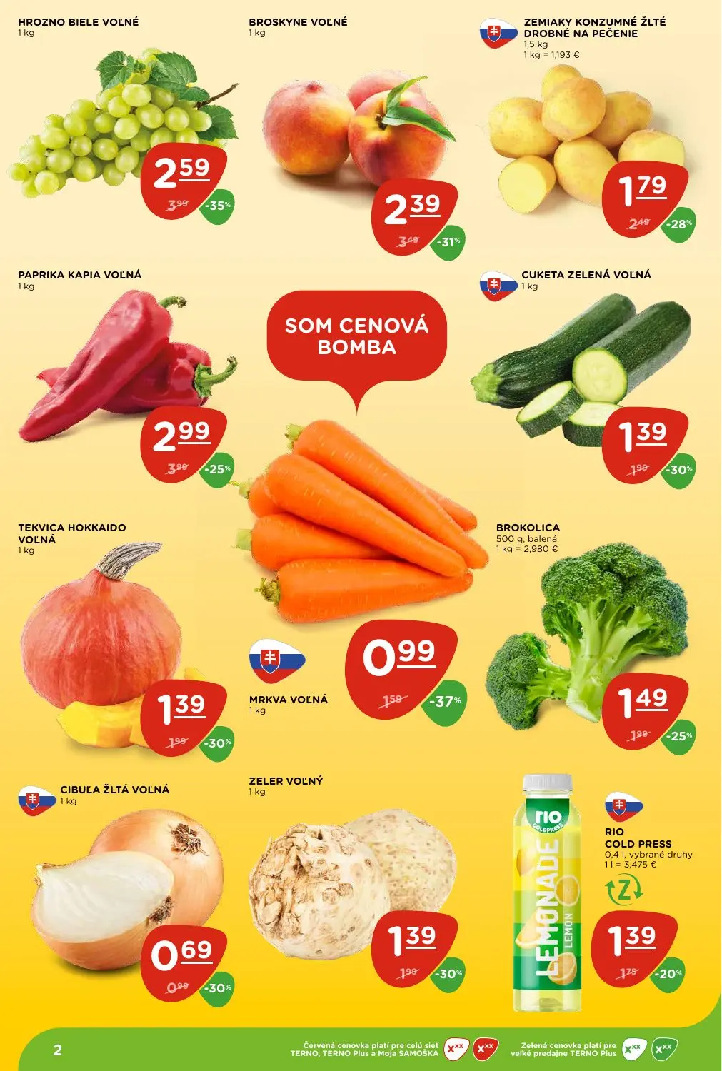 Terno leták, strana 2 z 28 — HROZNO BIELE VOĽNÉ, BROSKYNE VOĽNÉ, PAPRIKA KAPIA VOĽNÁ