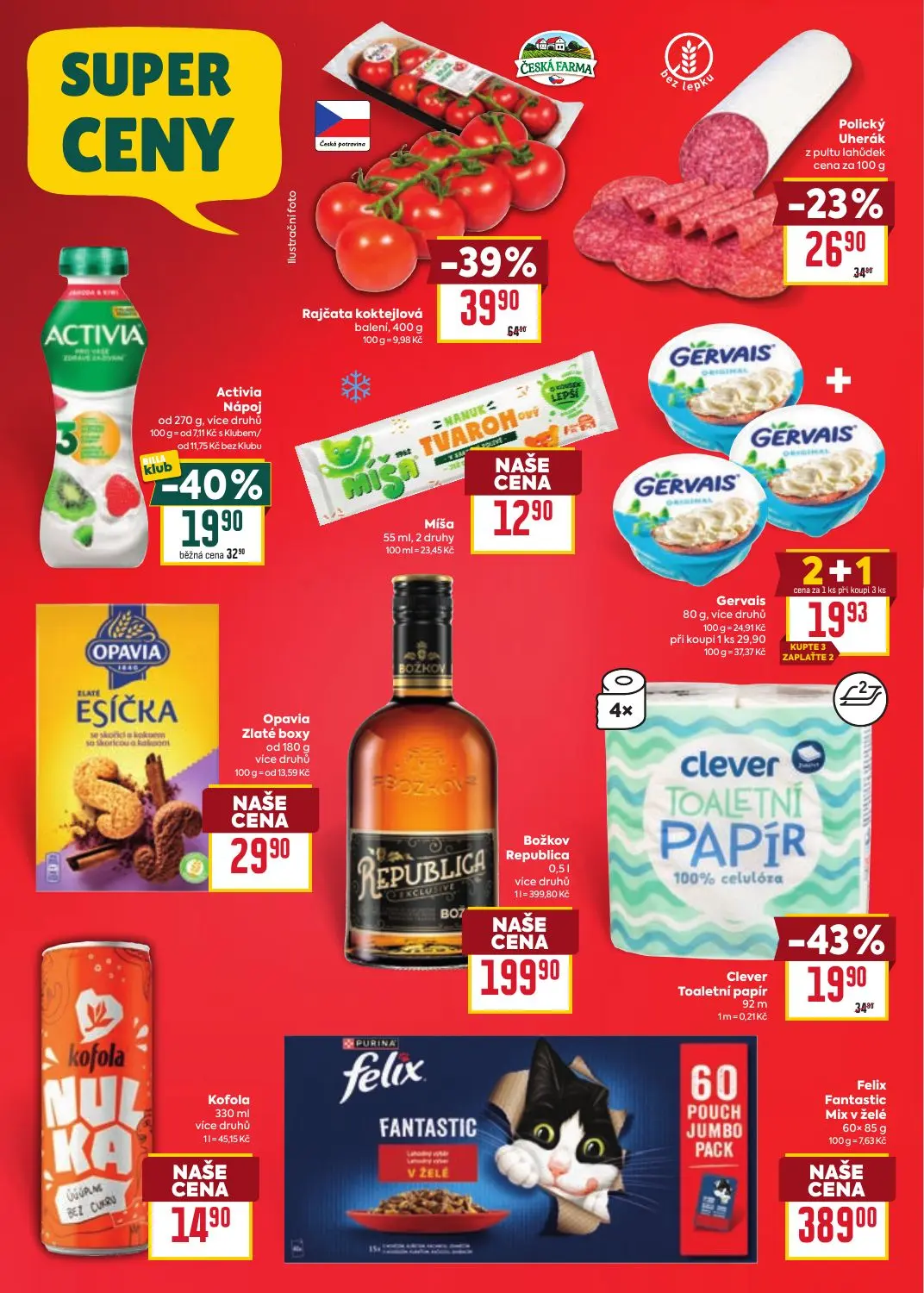 Billa leták, strana 2 z 39 — Rajčata koktejlová, Clever Toaletní papír, Activia Nápoj