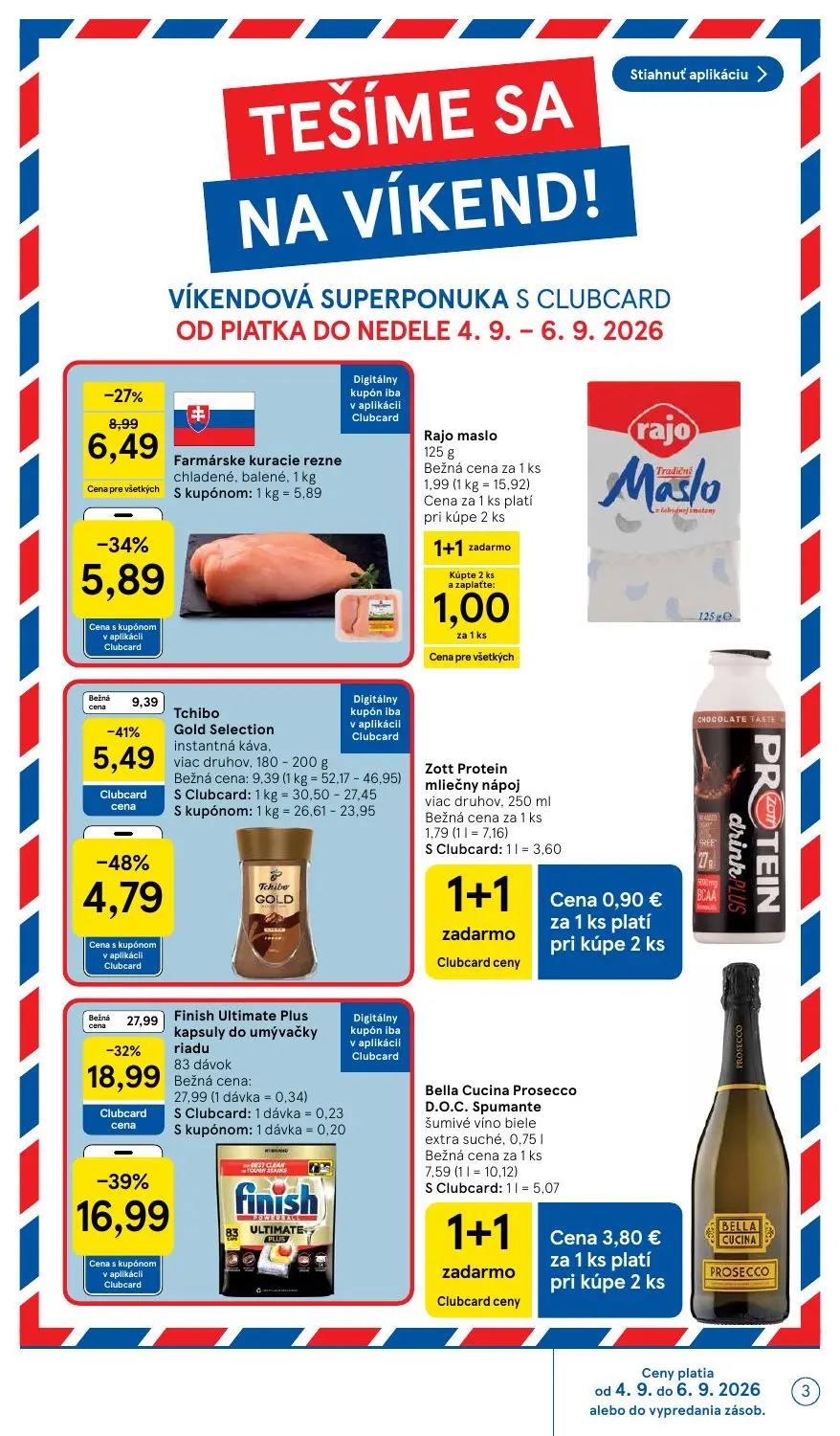 Tesco leták, strana 3 z 41 — Finish Ultimate Plus kapsuly do umývačky riadu, Rajo maslo