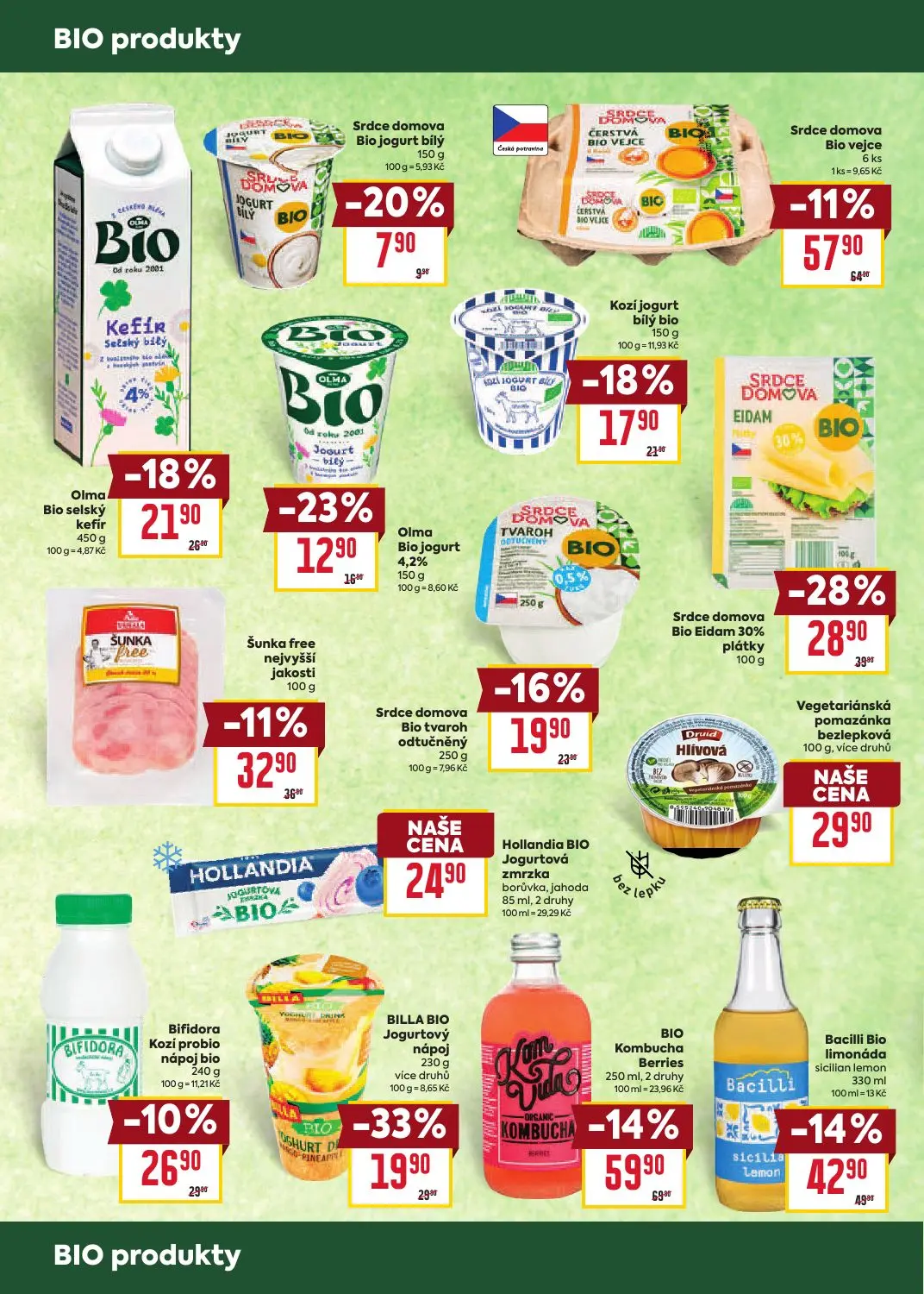 Billa leták, strana 4 z 13 — Srdce domova Bio Eidam 30% plátky, BILLA BIO Jogurtový nápoj více druhů, BIO Kombucha Berries