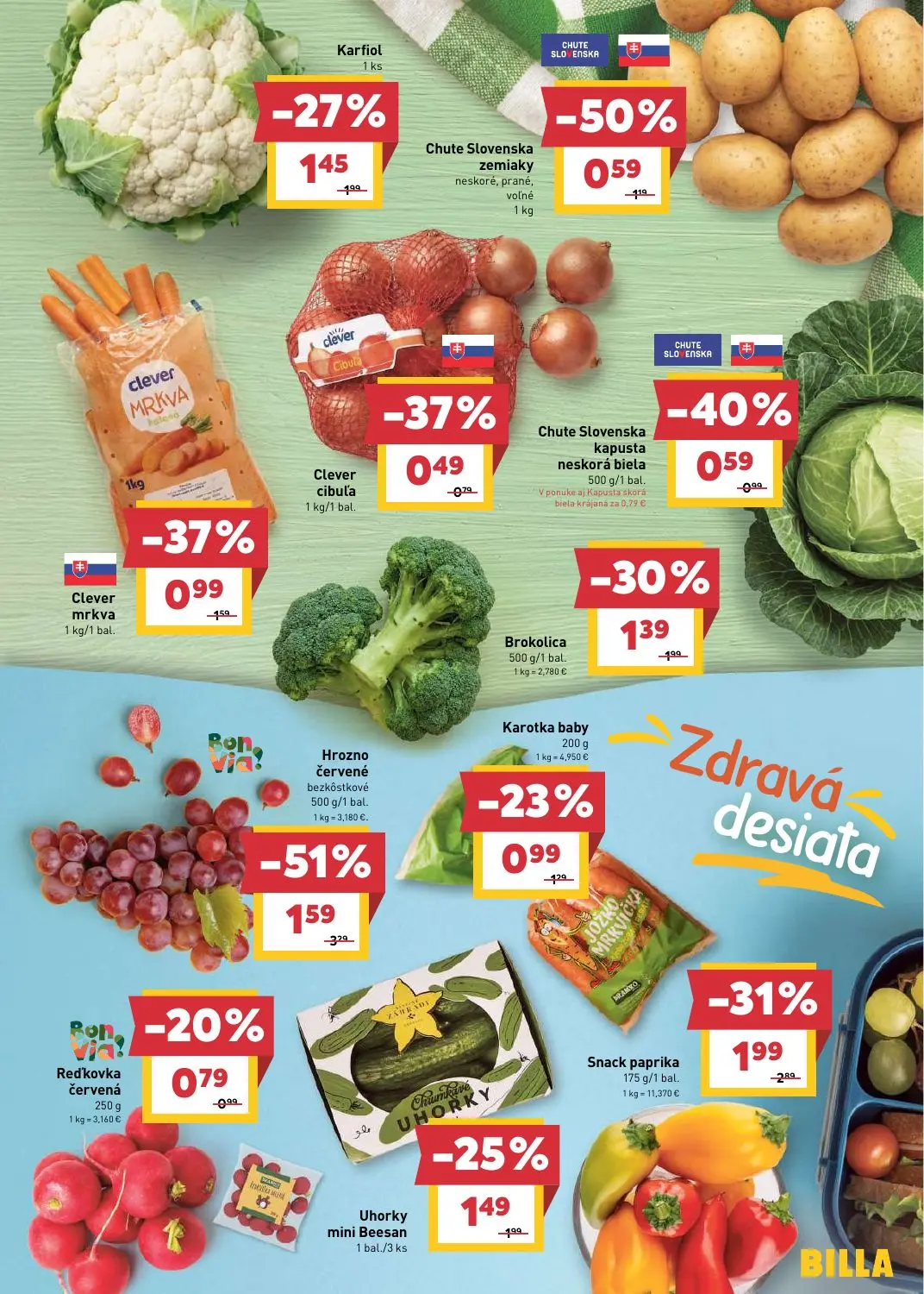 Billa leták, strana 3 z 31 — Hrozno červené bezkôstkové, Snack paprika, Chute Slovenska zemiaky