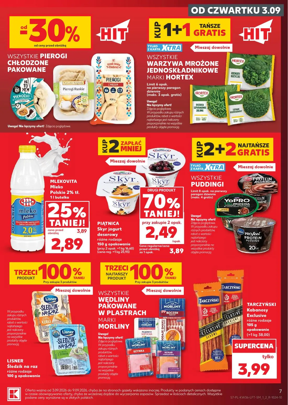 Kaufland gazetka, strona 7 z 61 — PIĄTNICA Skyr jogurt deserowy, MLEKOVITA Mleko Polskie 2% tł. 1 l butelka