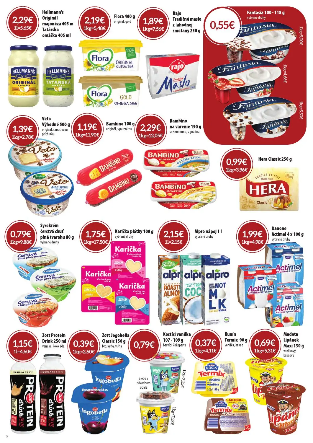 Cba Komfos leták, strana 9 z 24 — Hellmann's Originál majonéza 405 ml Tatárska omáčka 405 ml, Flora 400 g original, gold, Ra…
