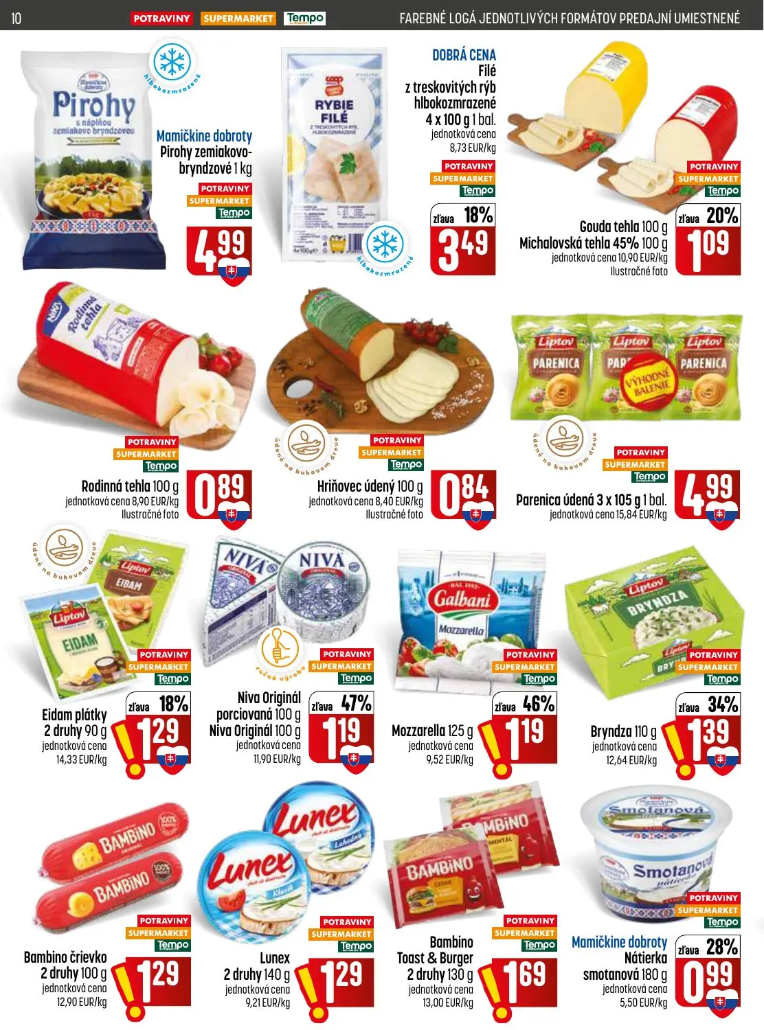 Coop Jednota leták, strana 10 z 32 — Niva Originál porciovaná, Mozzarella, Filé z treskovitých rýb hlbokozmrazené