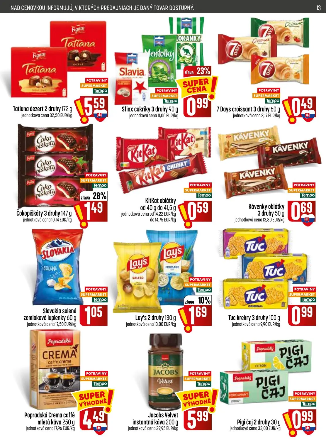 Coop Jednota leták, strana 13 z 32 — Čokopiškóty 3 druhy, Sfinx cukríky 3 druhy, Lay's 2 druhy