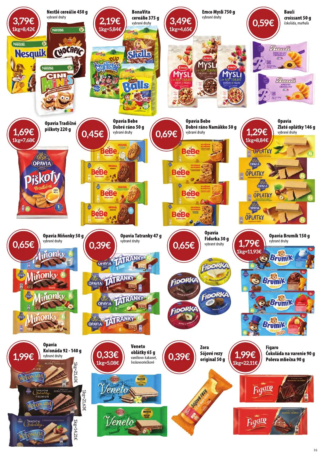 Cba Komfos leták, strana 16 z 24 — Nestlé cereálie, BonaVita cereálie, Emco Mysli
