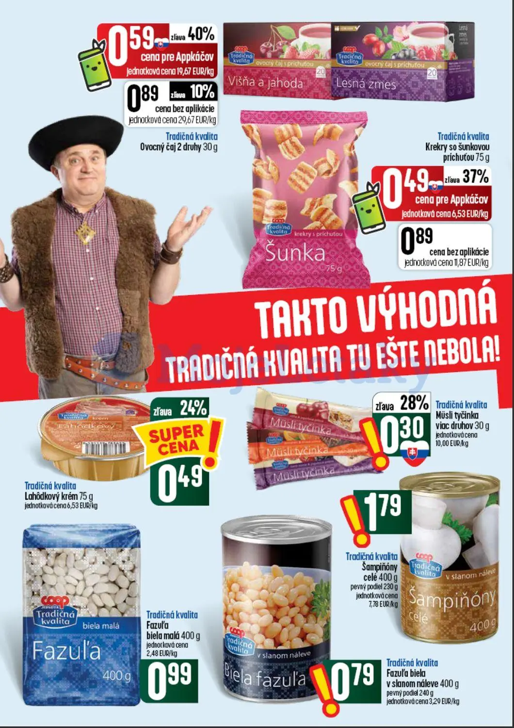 Coop Tempo leták, strana 8 z 60 — Krekry so šunkovou príchuťou, Ovocný čaj, Müsli tyčinka
