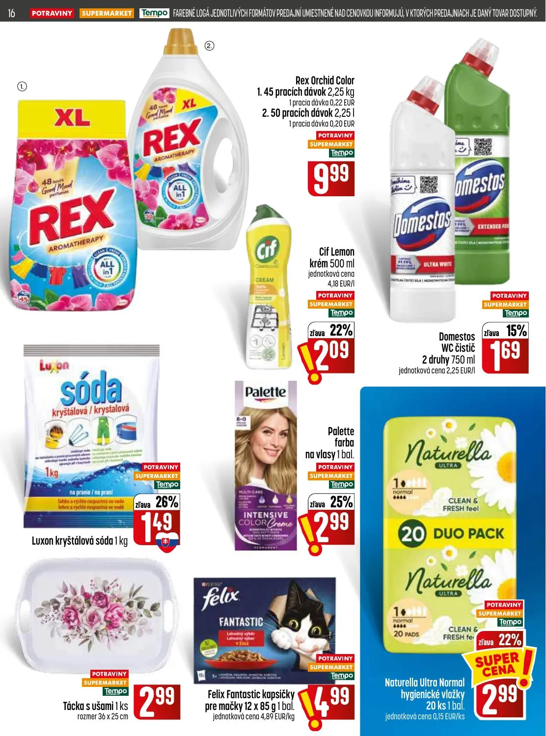 Coop Jednota leták, strana 16 z 32 — Palette farba na vlasy, Naturella Ultra Normal hygienické vložky, Cif Lemon krém