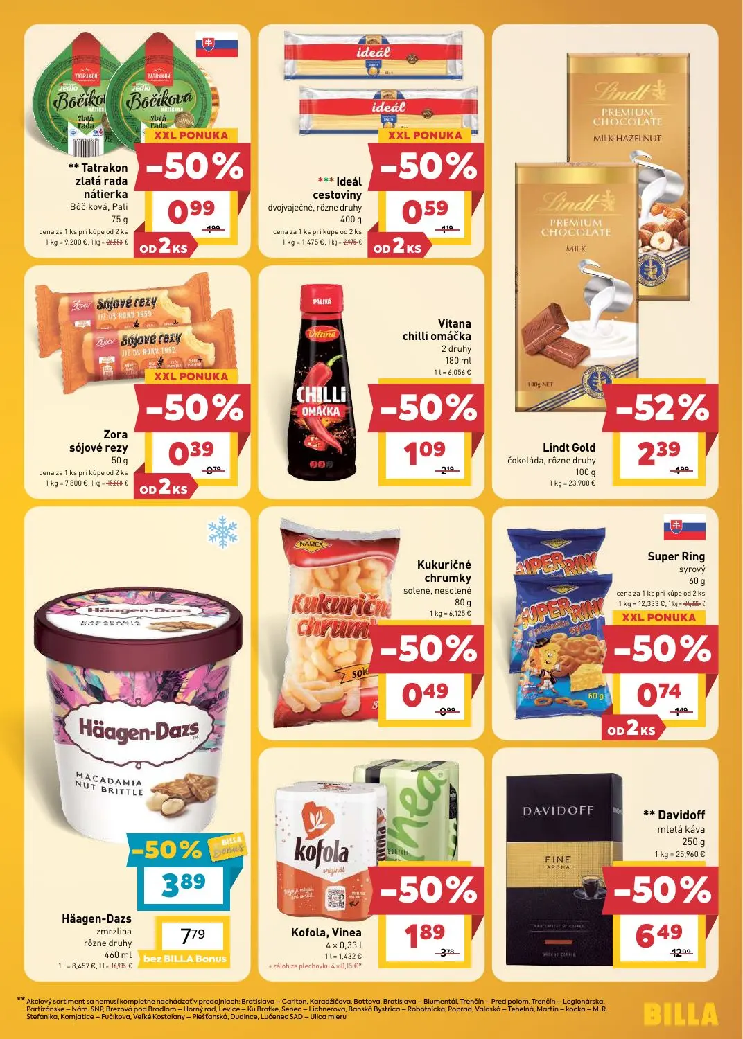 Billa leták, strana 13 z 31 — Davidoff mletá káva, Kofola, Vinea, Super Ring syrový