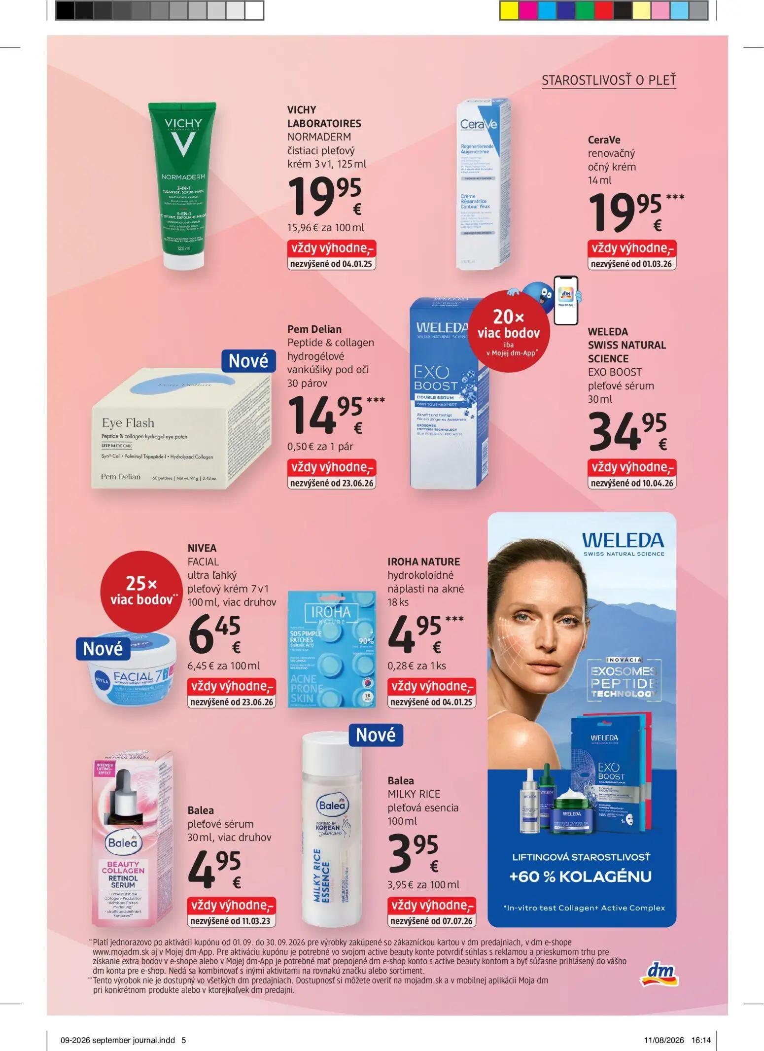 DM Drogerie leták, strana 5 z 32 — čistiaci pleťový krém 3 v 1, renovačny očný krém, Peptide & collagen hydrogélové vankúšik…
