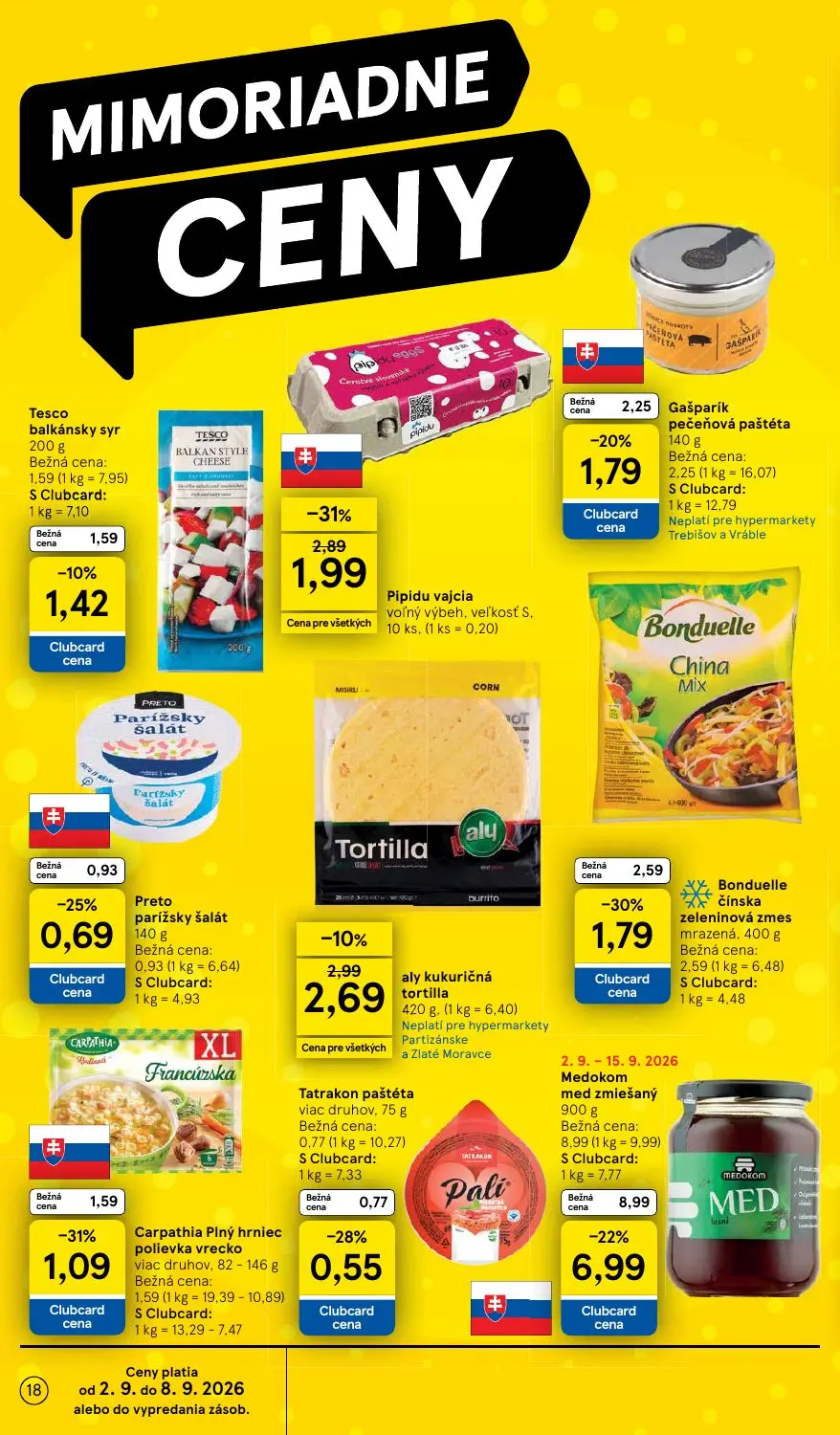 Tesco leták, strana 18 z 41 — Gašparík pečeňová paštéta, Preto parížsky šalát, Tatrakon paštéta viac druhov