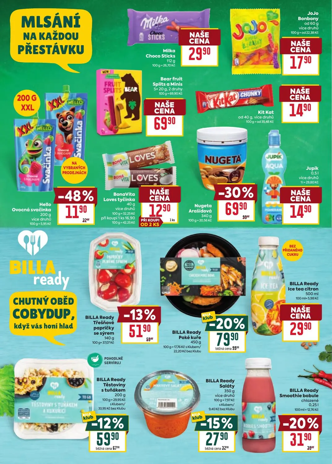 Billa leták, strana 18 z 39 — Nugeta Arašídová, BILLA Ready Poké kuře, Hello Ovocná svačinka