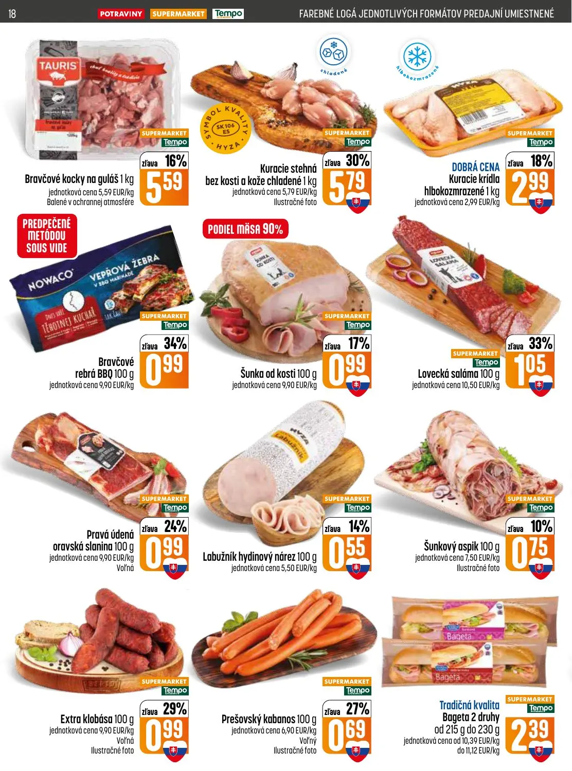 Coop Jednota leták, strana 18 z 32 — Kuracie stehná bez kosti a kože chladené, Bravčové kocky na guláš, Kuracie krídla hlbok…