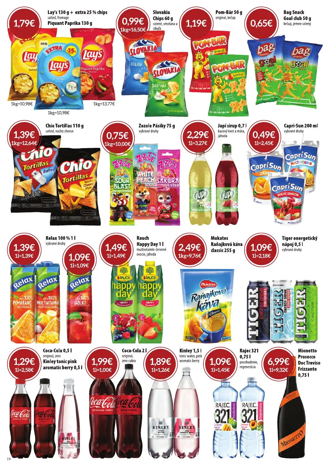 Cba Komfos leták, strana 19 z 24 — Lay's + extra 25% chips salted, fromage Piquant Paprika, Slovakia Chips solené, smotana a…
