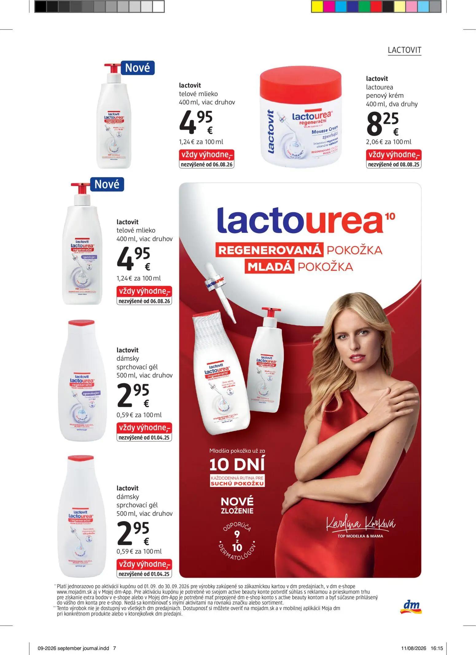 DM Drogerie leták, strana 7 z 32 — lactovit telové mlieko, lactovit lactourea penový krém, lactovit telové mlieko