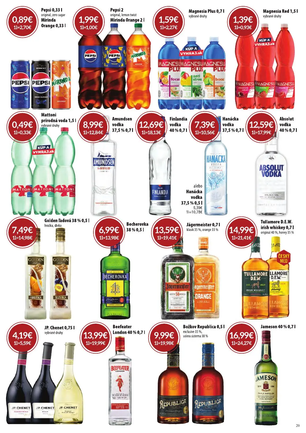 Cba Komfos leták, strana 20 z 24 — Pepsi original, zero sugar Mirinda Orange, Pepsi original, lemon twist Mirinda Orange, Ma…