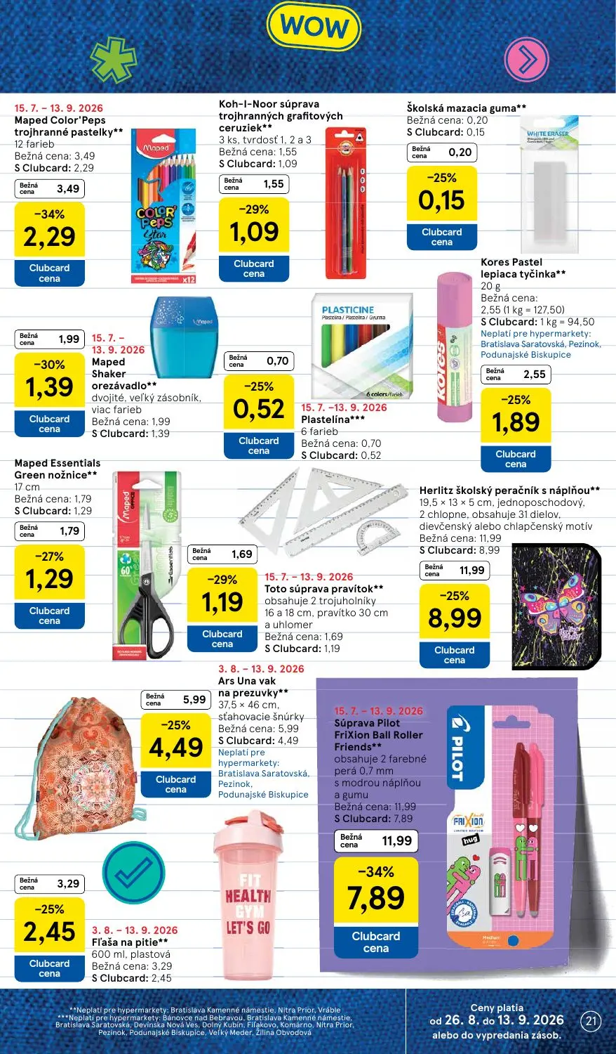 Tesco leták, strana 21 z 41 — Súprava Pilot FriXion Ball Roller Friends, Herlitz školský peračník s náplňou, Ars Una vak na …