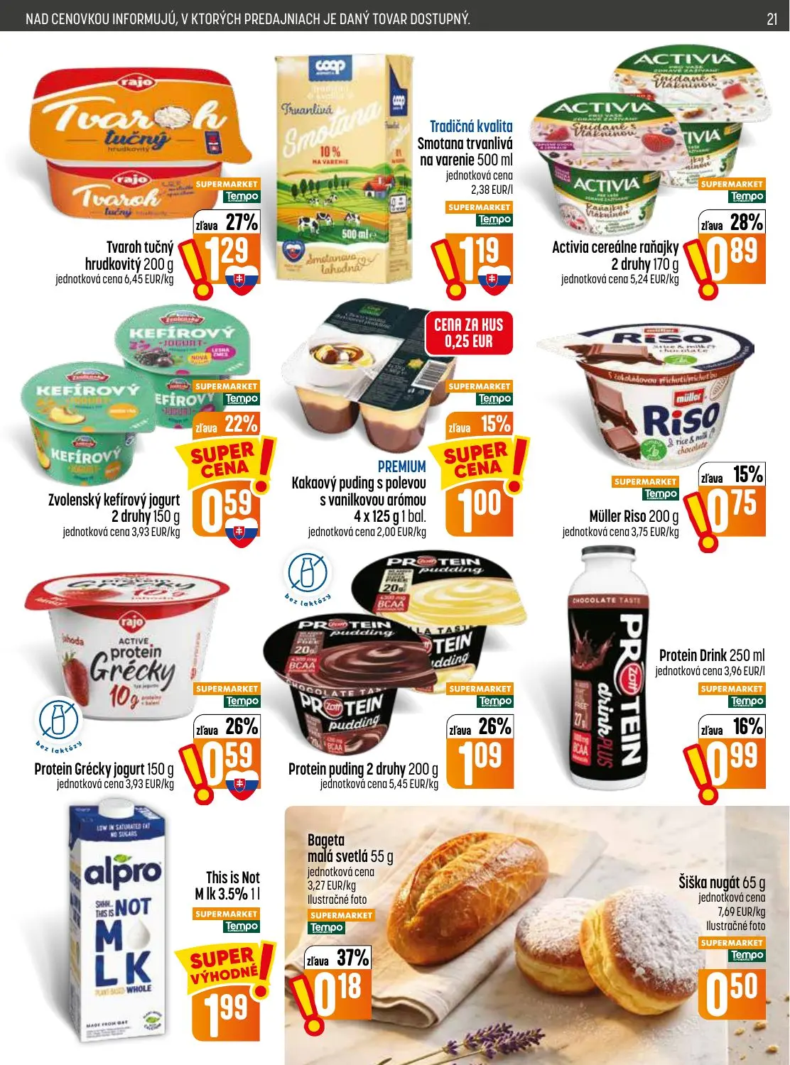 Coop Jednota leták, strana 21 z 32 — Tvaroh tučný hrudkovitý, Protein puding, Activia cereálne raňajky