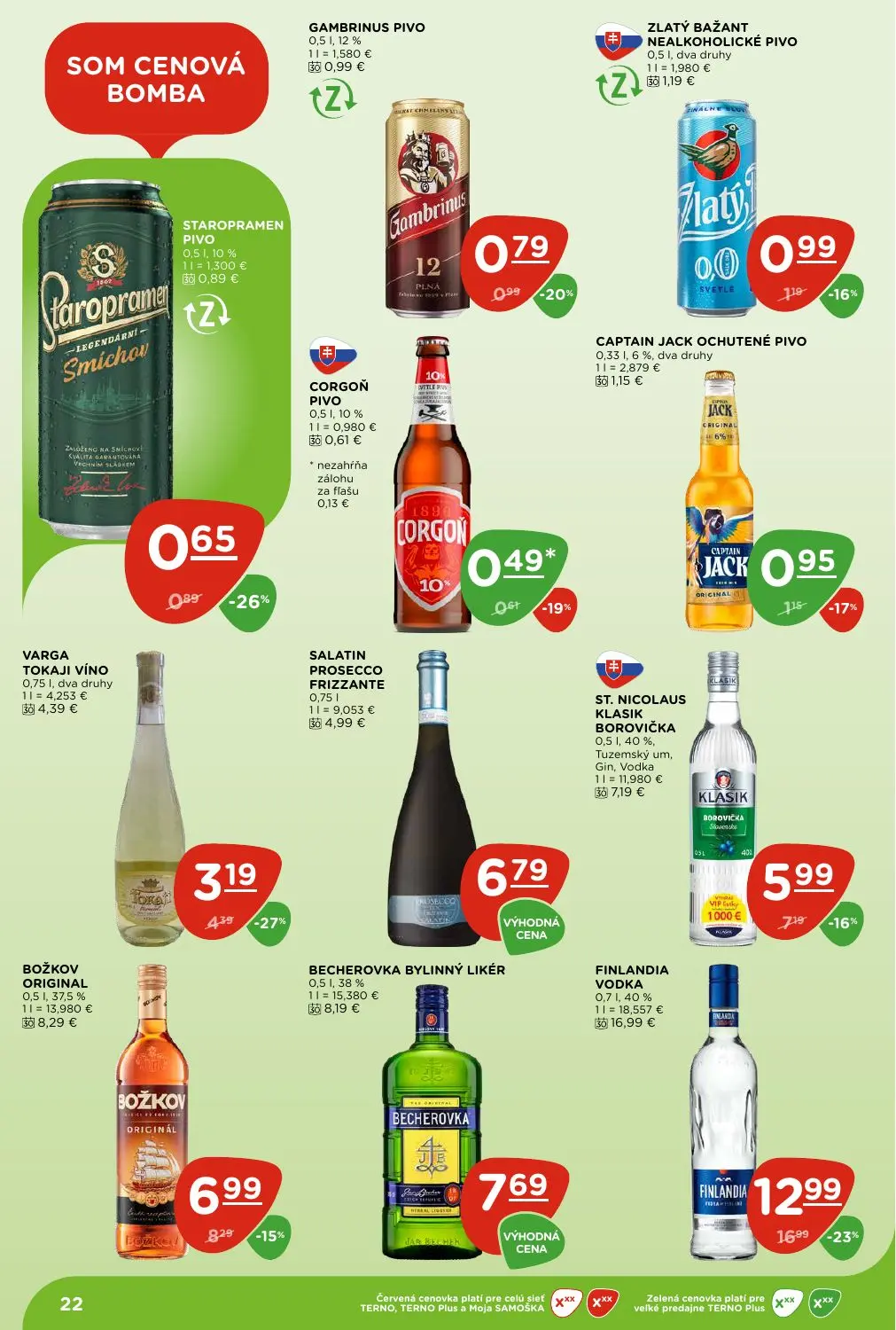 Terno leták, strana 22 z 28 — FINLANDIA VODKA, SALATIN PROSECCO FRIZZANTE, BOŽKOV ORIGINAL