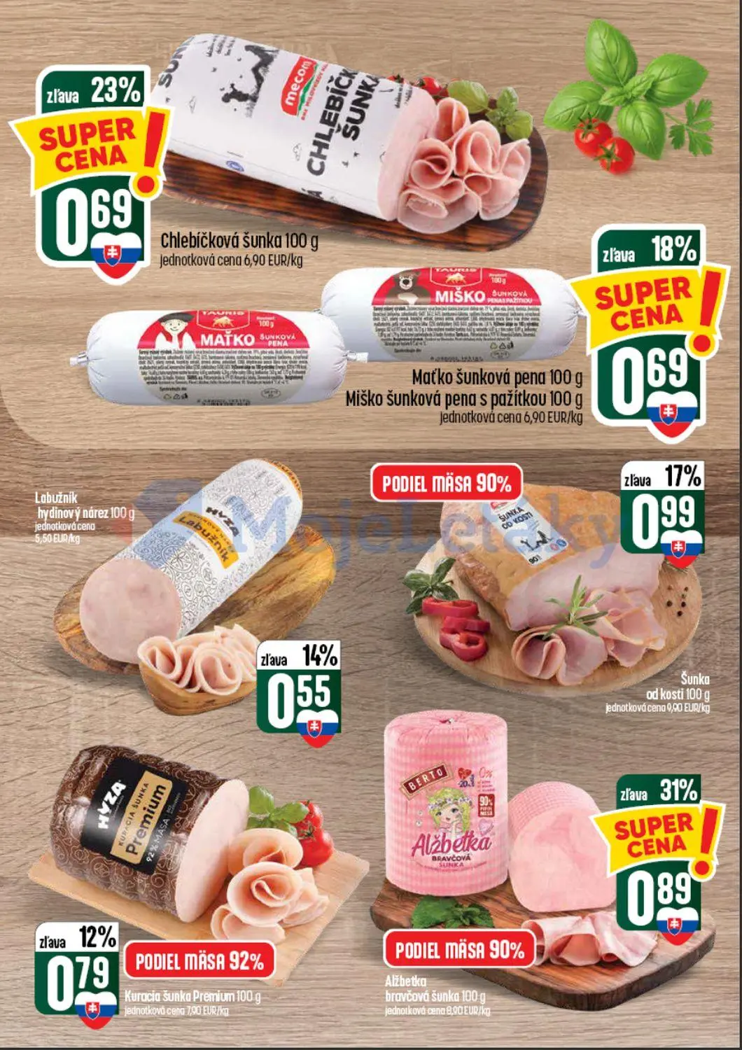 Coop Tempo leták, strana 15 z 60 — Alžbetka bravčová šunka, Chlebíčková šunka, Šunka od kosti