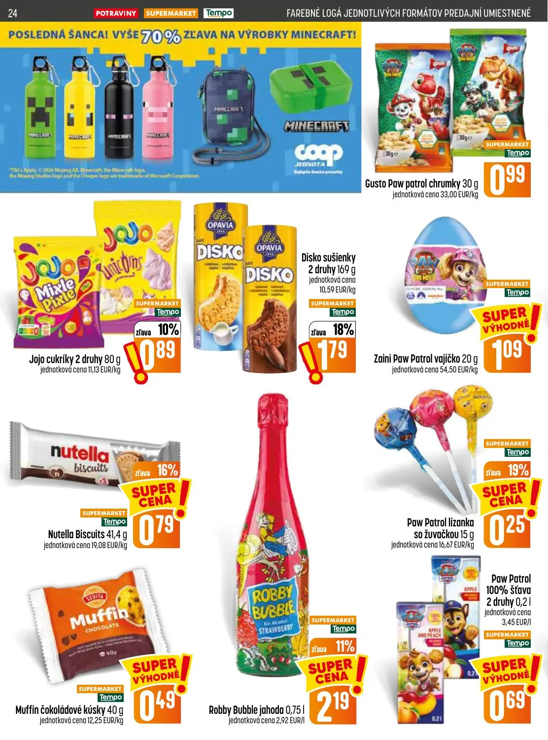 Coop Jednota leták, strana 24 z 32 — Disko sušienky, Robby Bubble jahoda, Nutella Biscuits